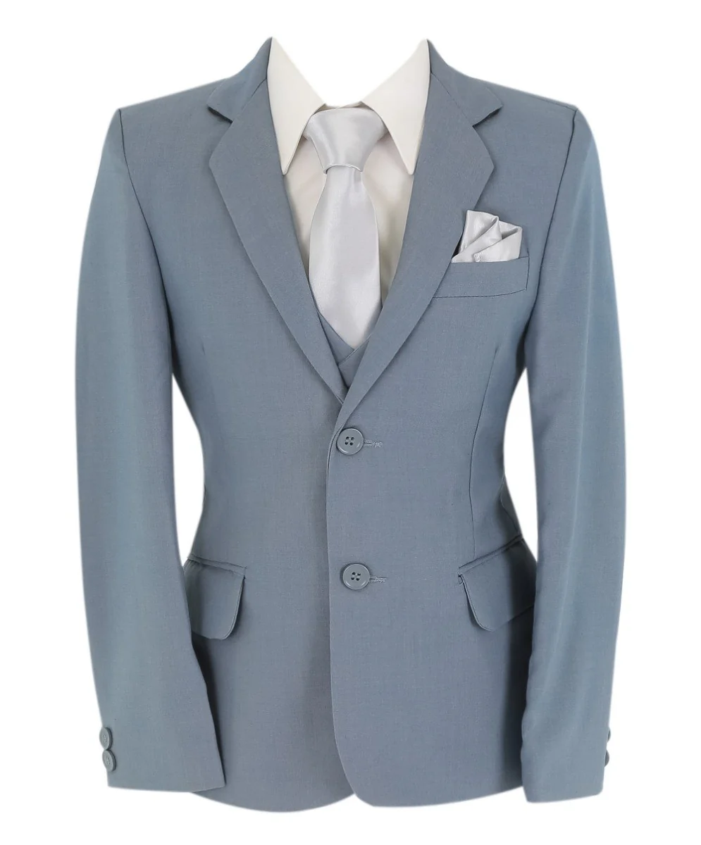 Boys 6 Piece All In One Formal Suit Set - RUN - Light Grey - Image 2