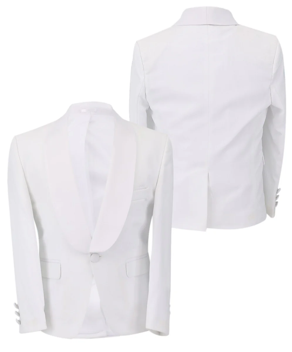 Boys Communion Slim Fit Tuxedo Suit - White - Image 4