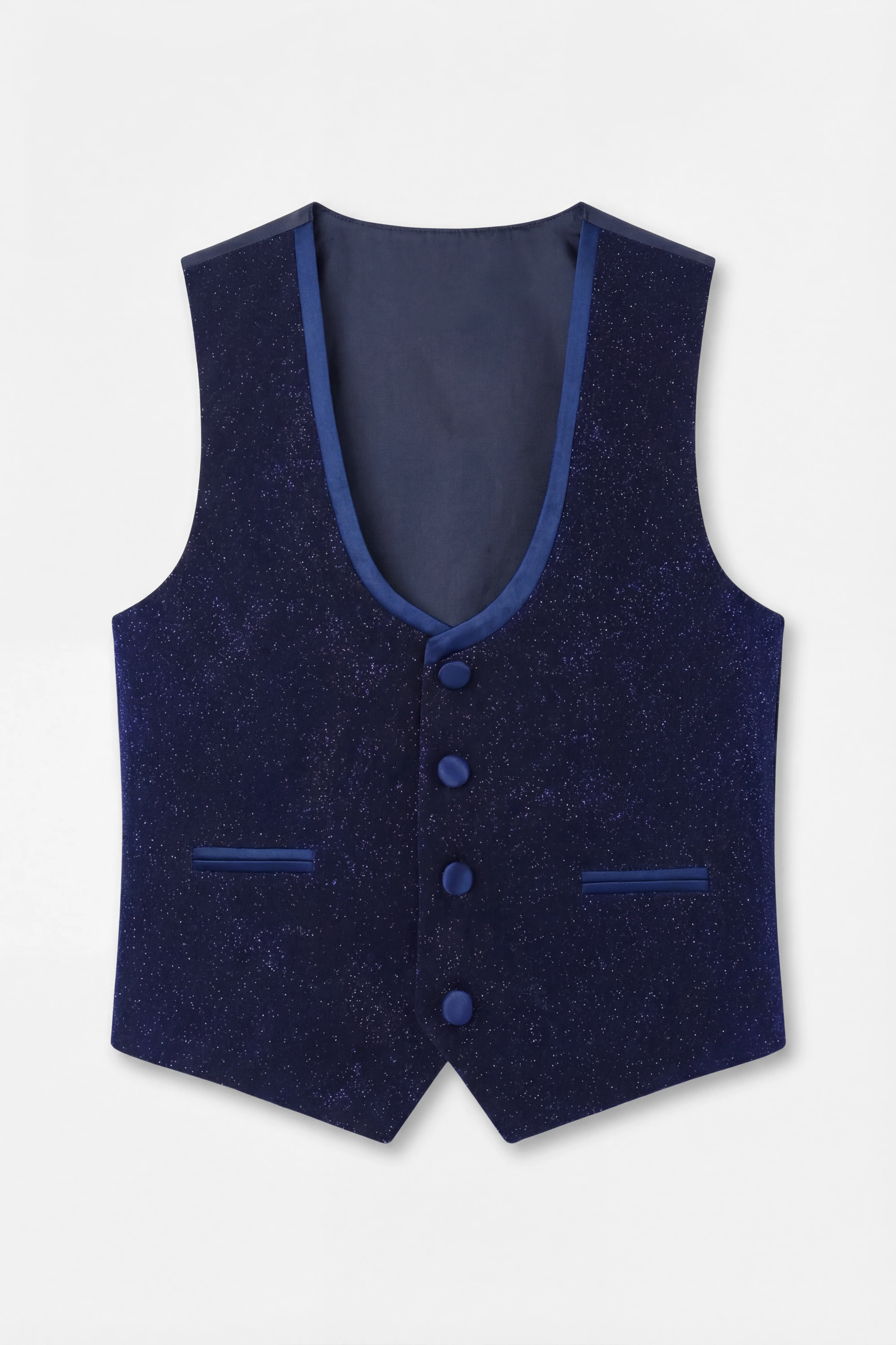 Boys Shimmer Slim Fit Navy Blue Tuxedo Suit - Navy Blue - Image 7