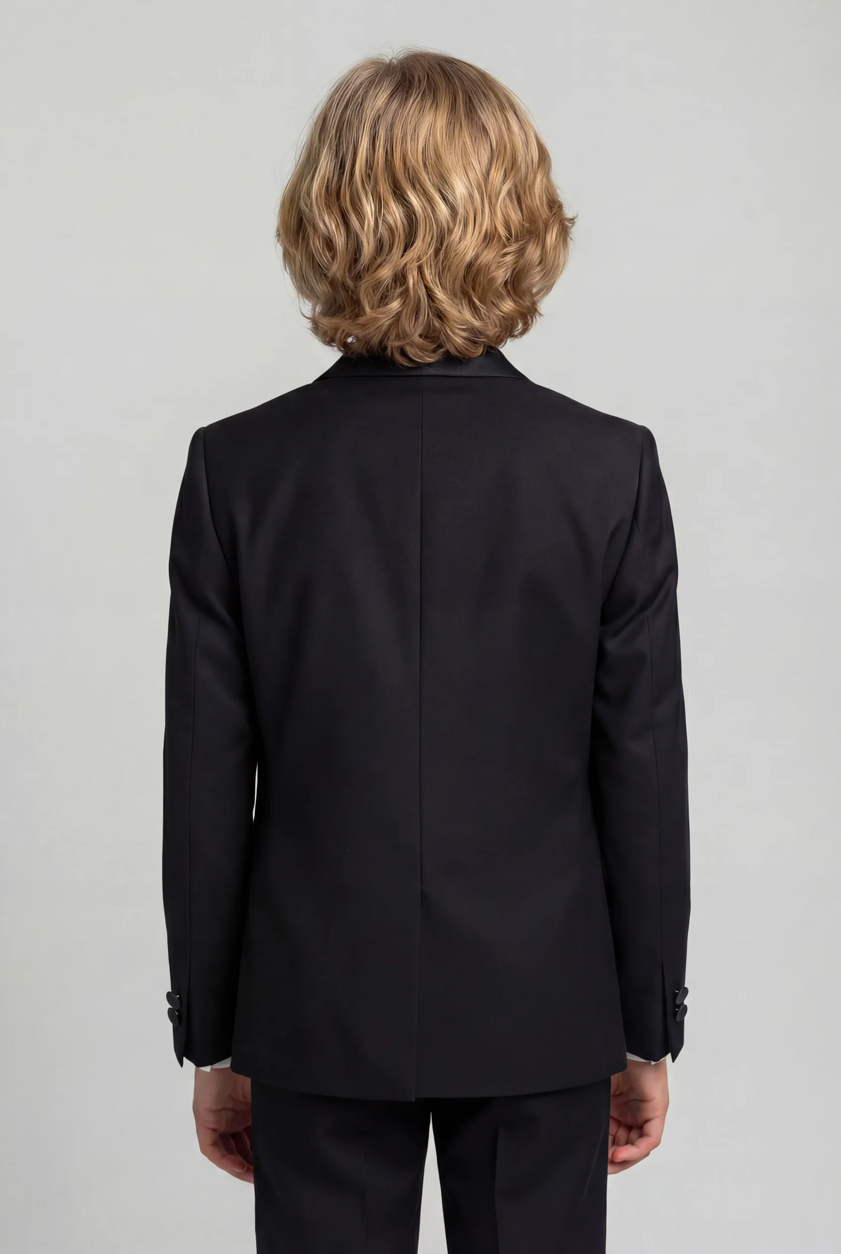 Boys Sheen Lapel Tuxedo Dinner Suit - Black - Image 2