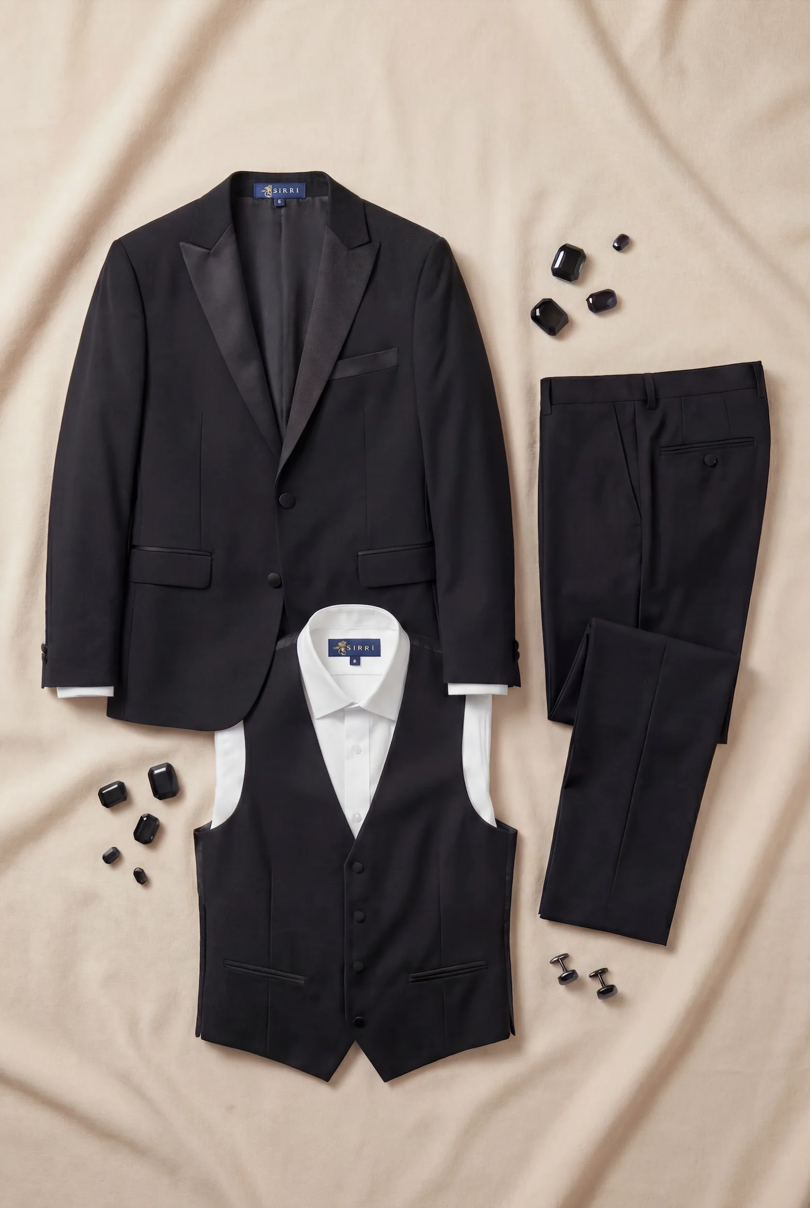 Boys Sheen Lapel Tuxedo Dinner Suit - Black - Image 7