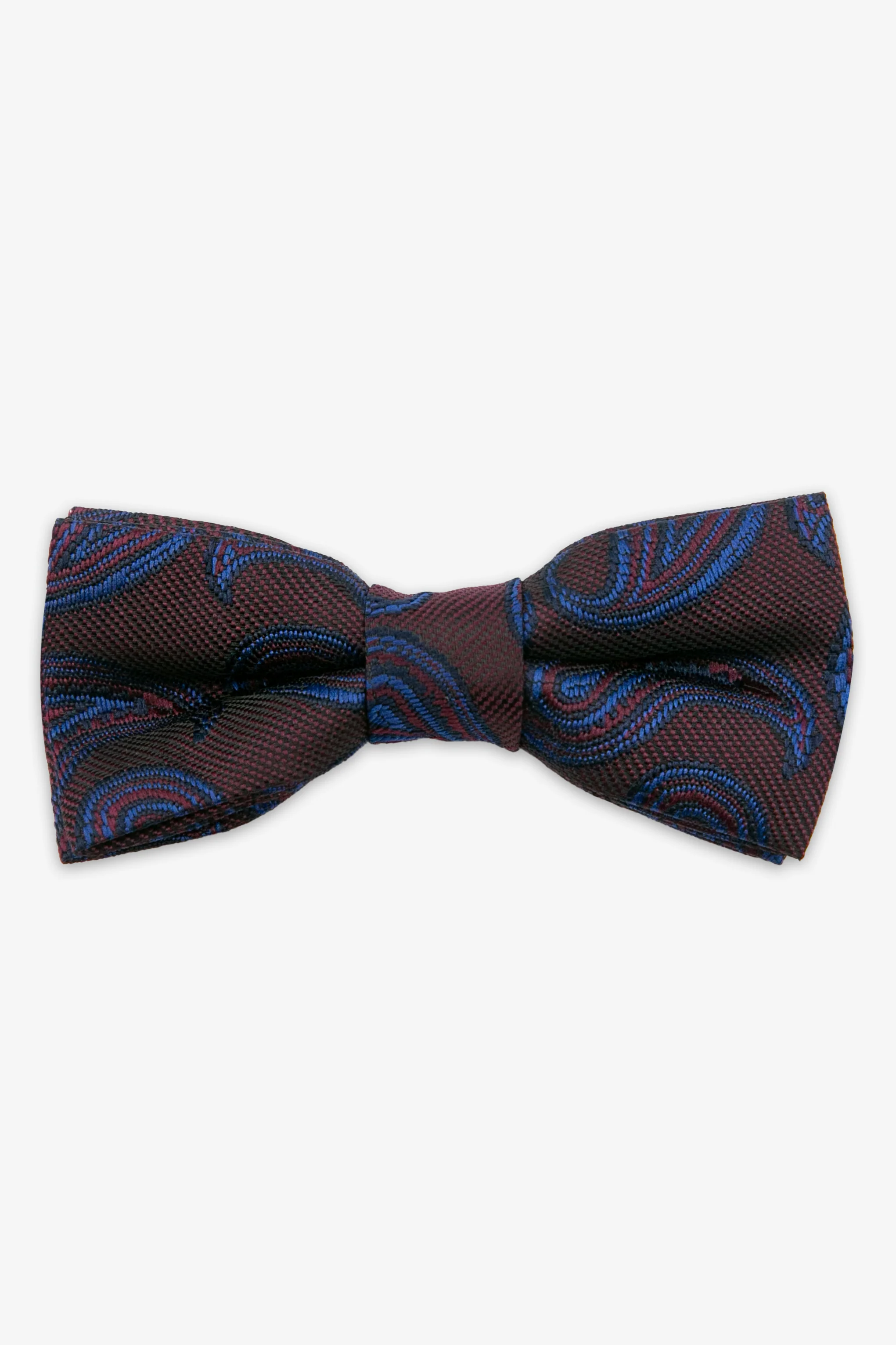 Boys’ Paisley Pre-Tied Dickie Bow Tie - Burgundy and Navy
