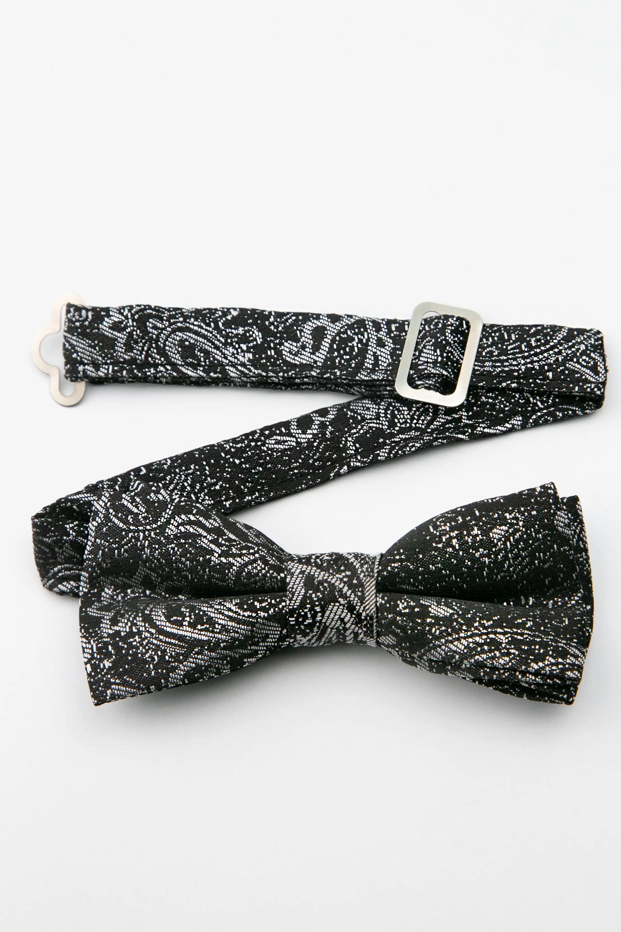 Boys’ Paisley Pre-Tied Dickie Bow Tie - Grey - Image 2