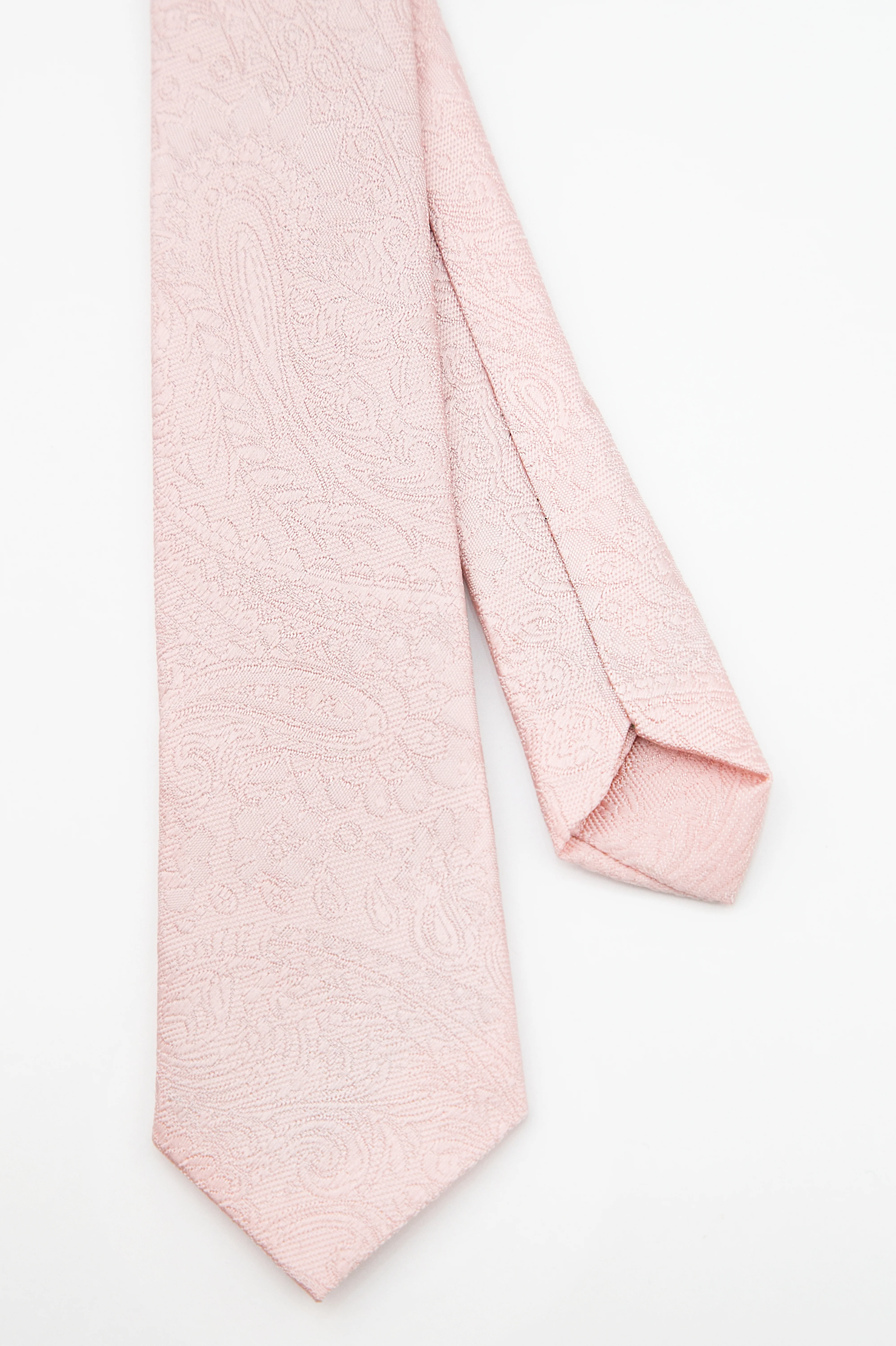 Boys’ Pastel Paisley Slim Tie & Pocket Square Set - Blush Pink - Image 3