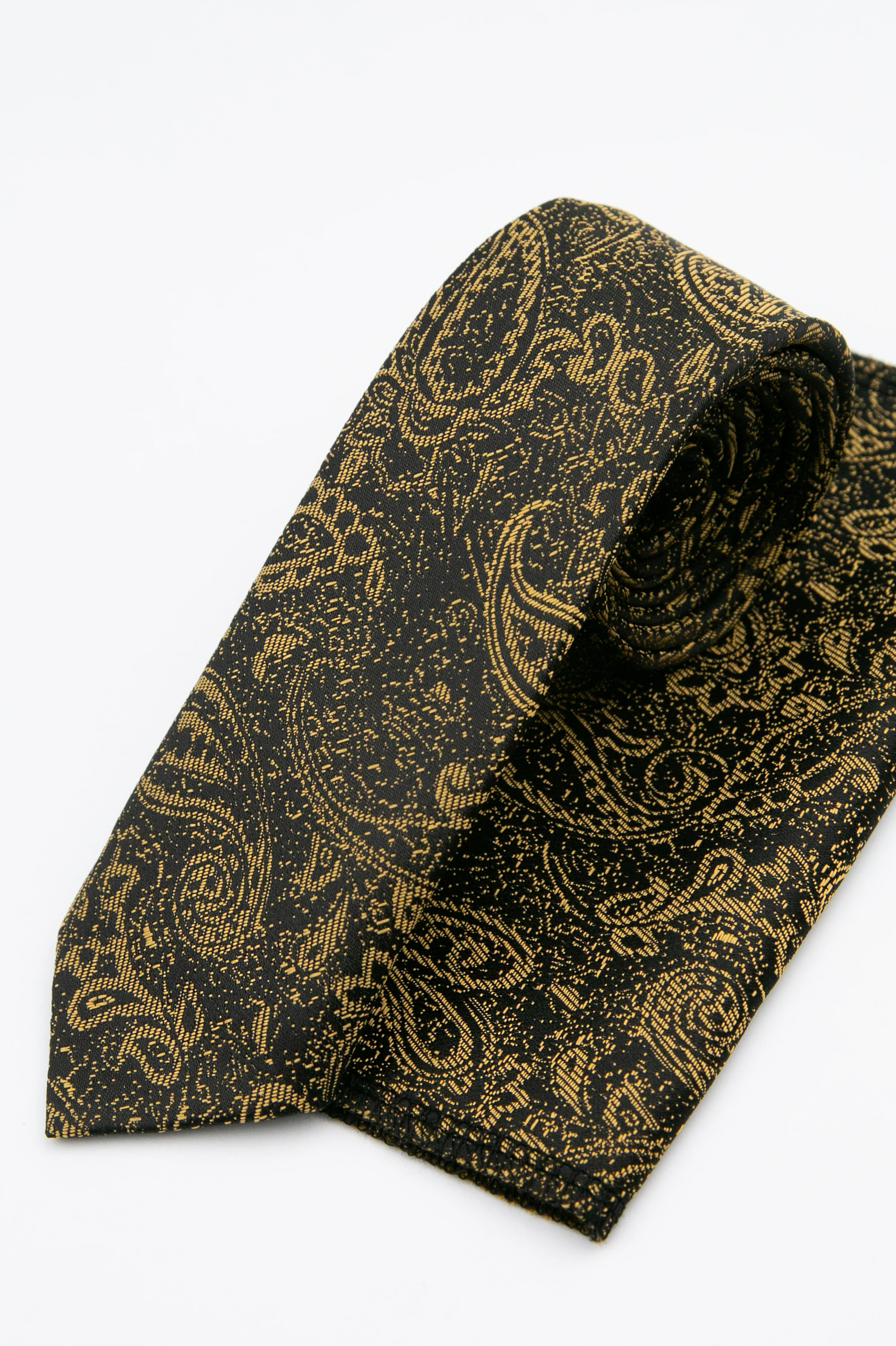 Boys’ Paisley Slim Tie & Pocket Square Set - Gold