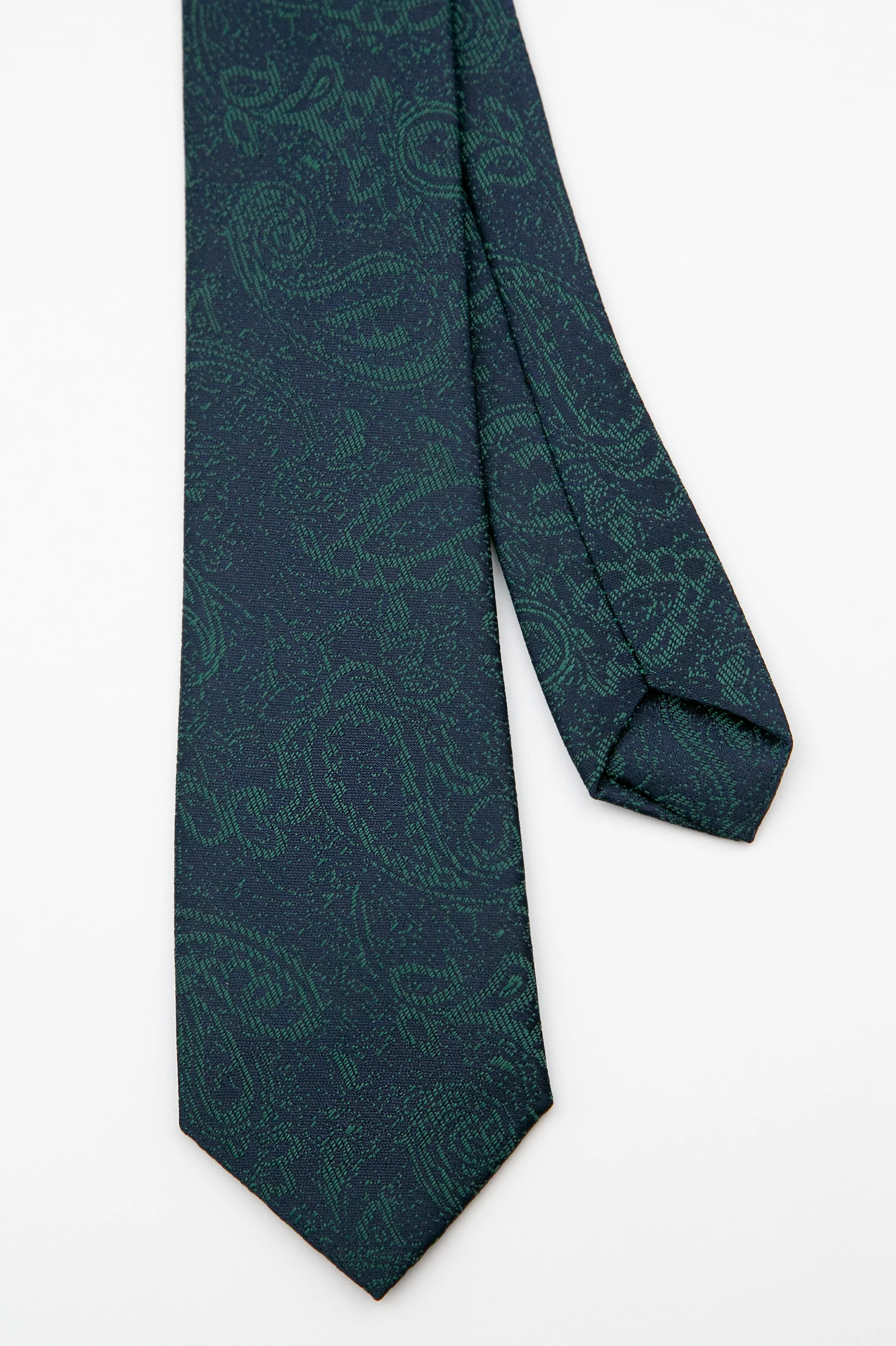 Boys’ Paisley Slim Tie & Pocket Square Set - Emerald Green - Image 3