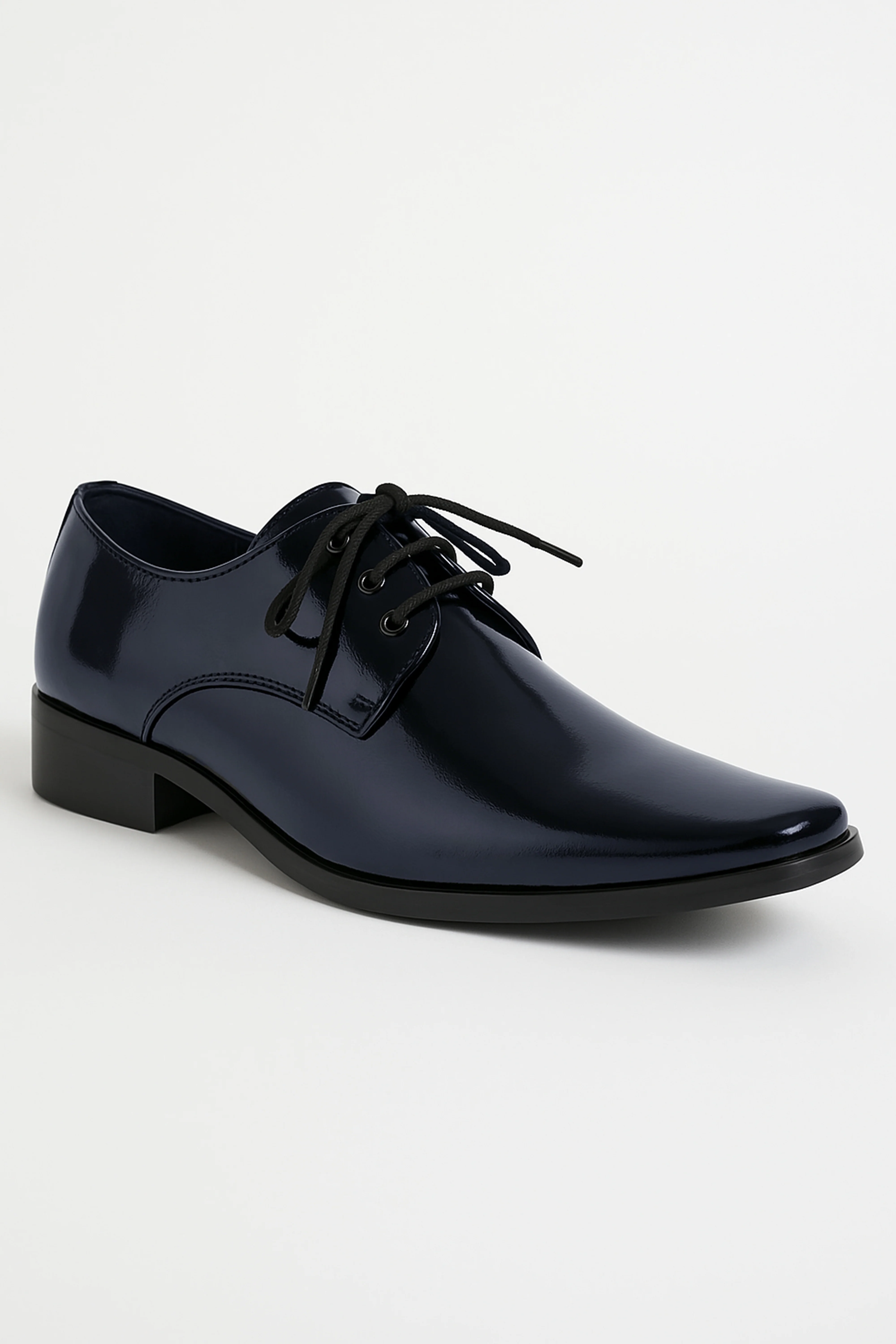 Boys Patent Leather Derby Shoes - GEORGE - Navy