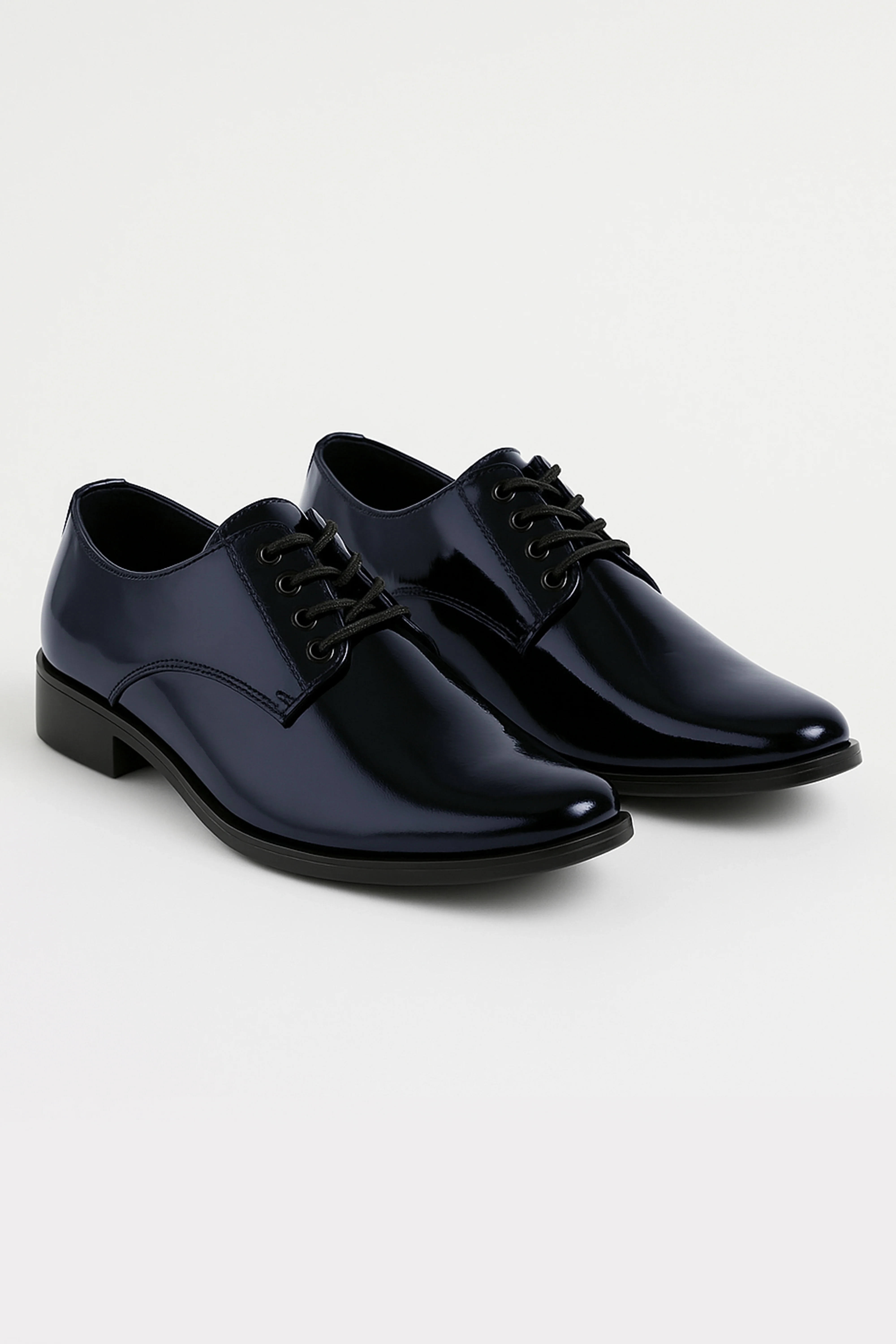 Boys Patent Leather Derby Shoes - GEORGE - Navy - Image 3