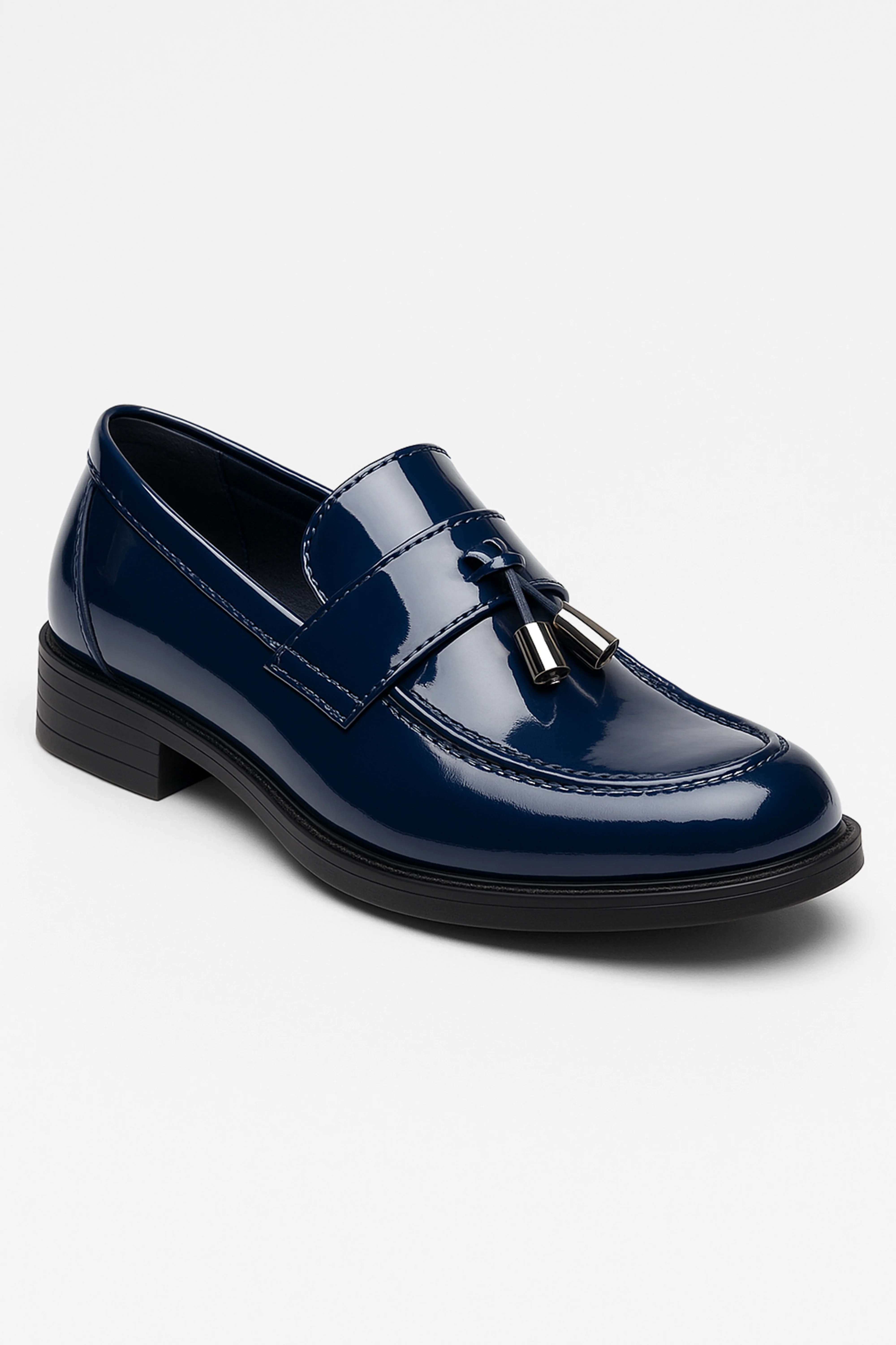 Boys’ Patent Slip On Tassel Loafer Shoes - Montana - Navy Blue