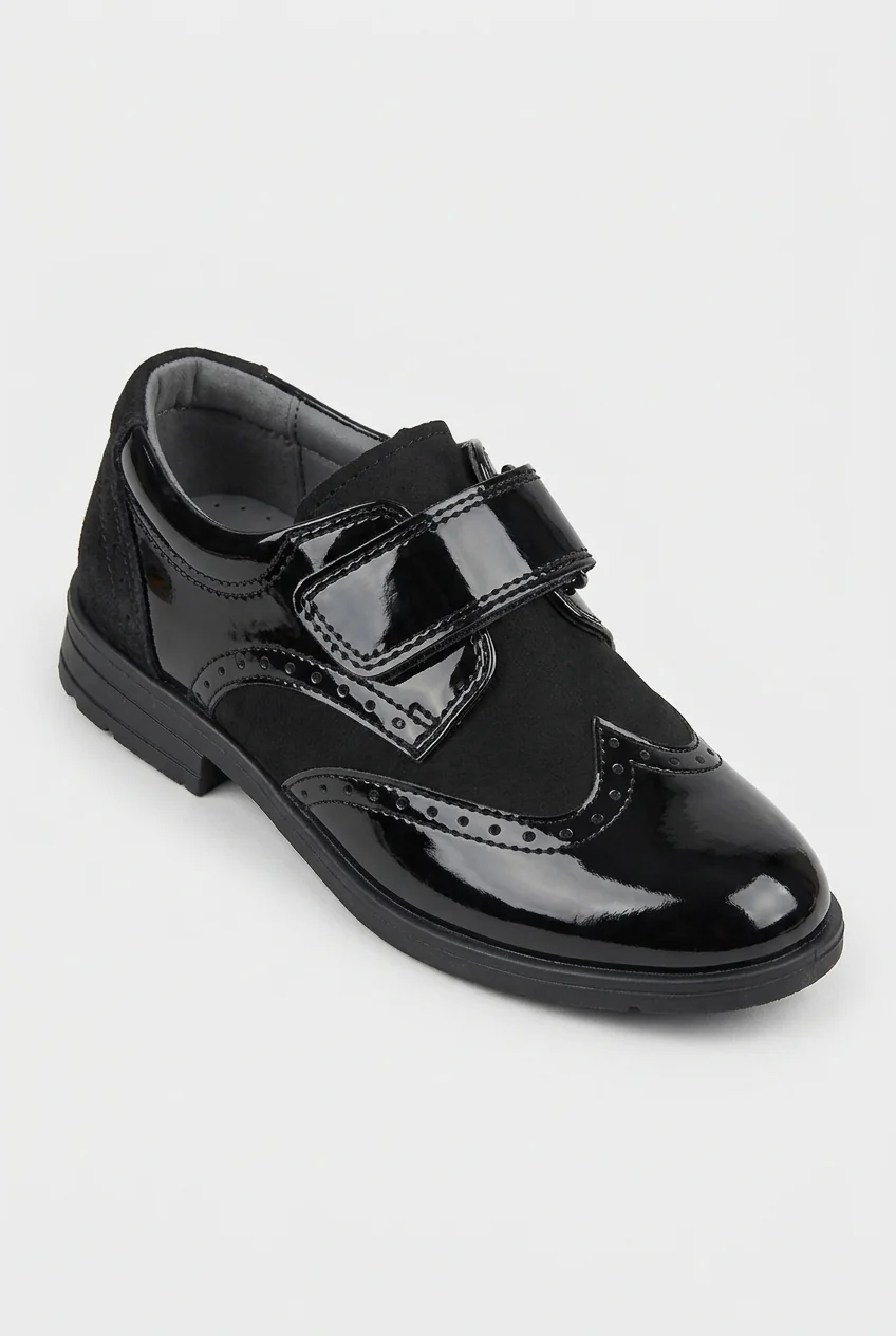 Boys Patent & Suede Strap Brogue Shoes - York