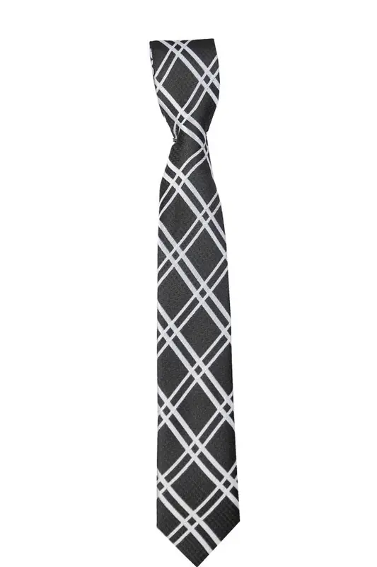 Boys Plaid Checkered Tie Black and White
