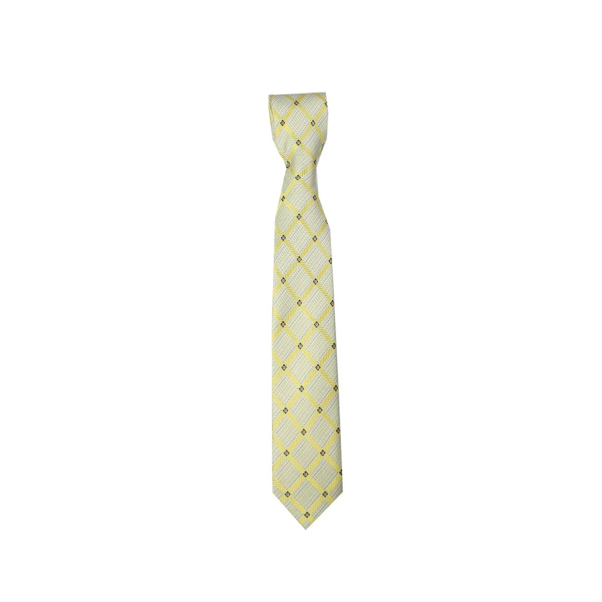 Boys Plaid Checkered Tie & Hankie Set Cream and Gold - Image 2