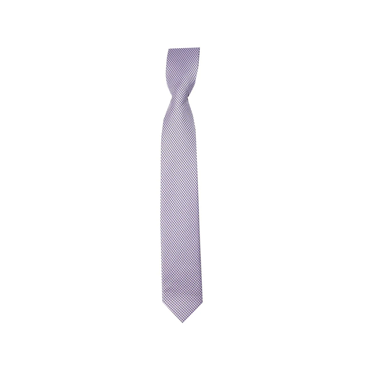 Boys Plaid Checkered Tie & Hankie Set Violet and White - Image 2