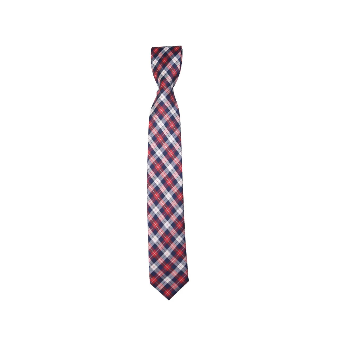 Boys Plaid Checkered Tie Red and Navy - Image 3