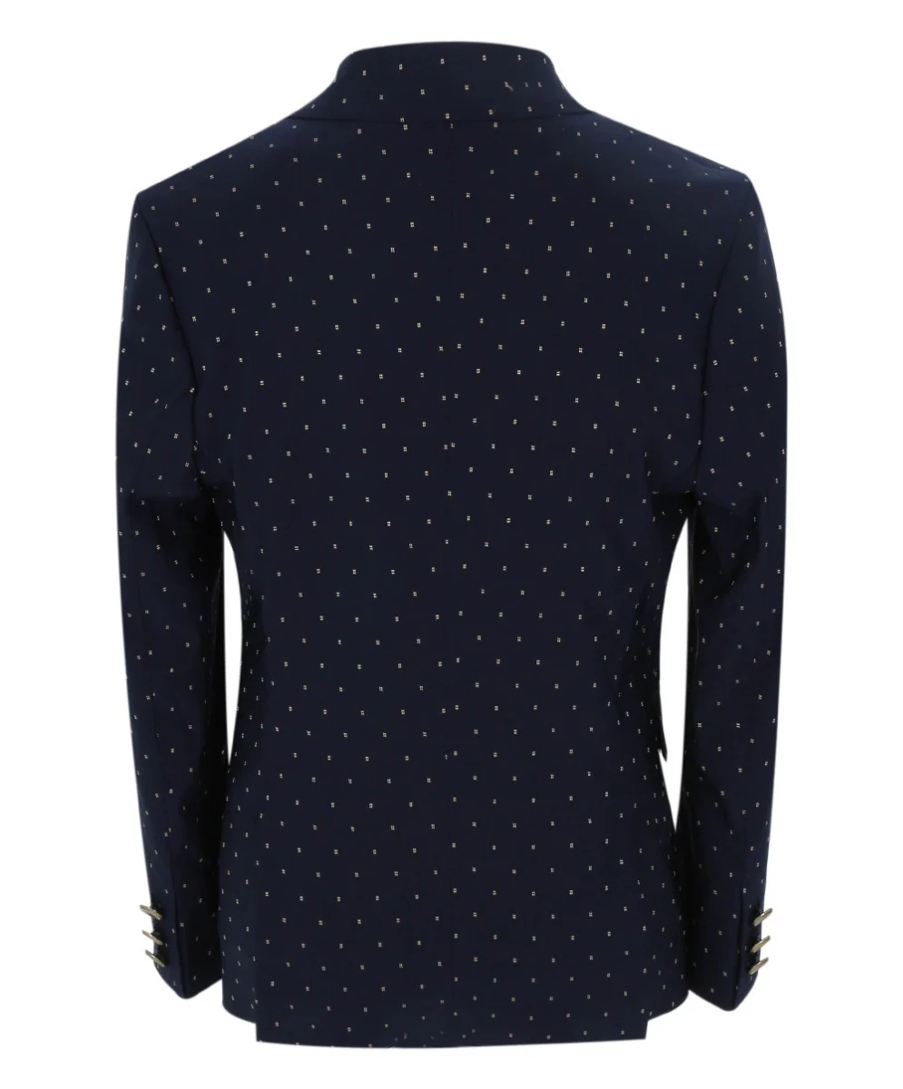 Boys Polka Dot Slim Fit Suit - ARISTOTLE - Navy Blue - Image 4