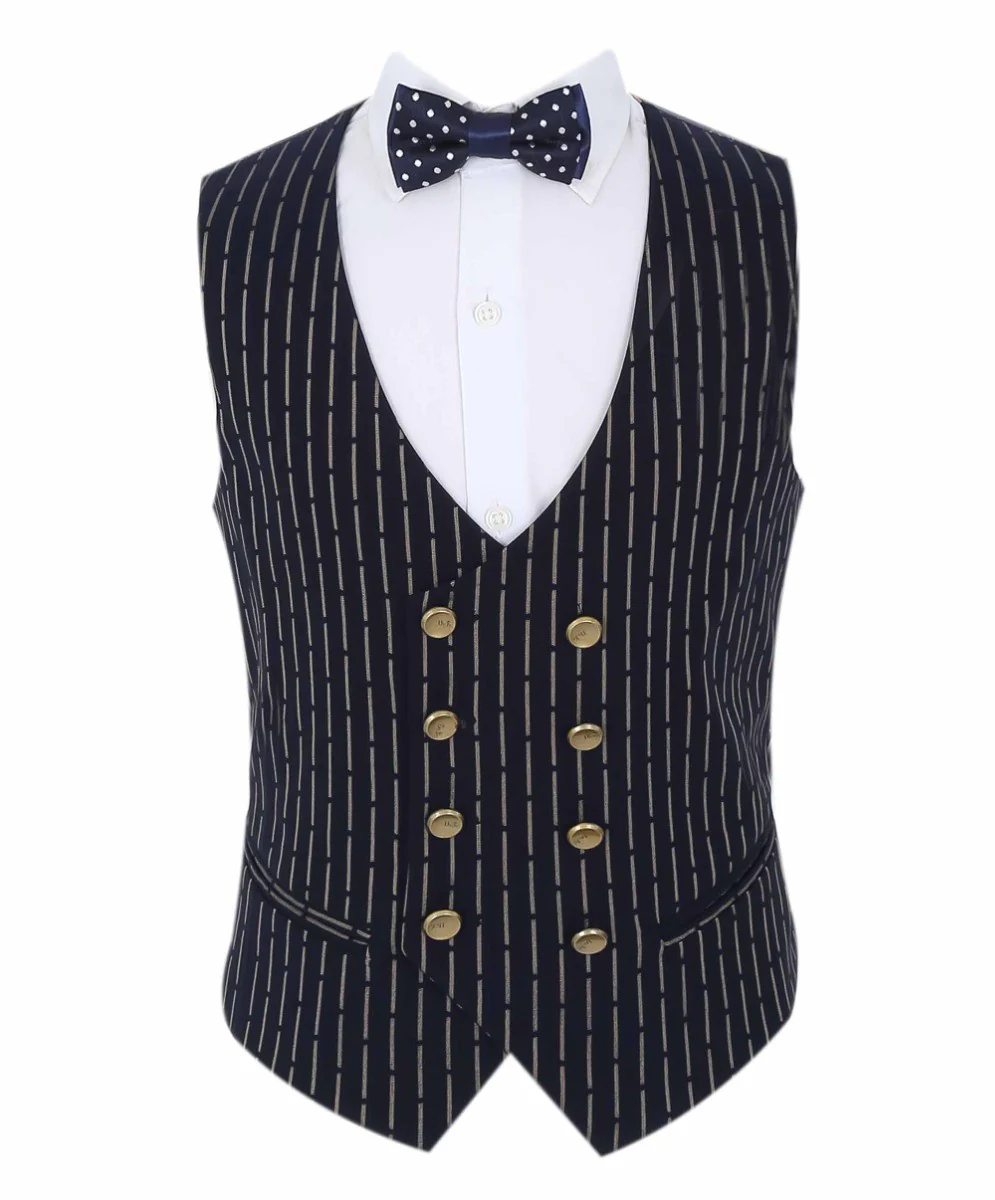 Boys Polka Dot Slim Fit Suit - ARISTOTLE - Navy Blue - Image 7