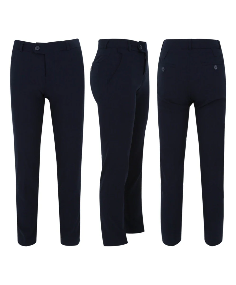 Boys Polka Dot Slim Fit Suit - ARISTOTLE - Navy Blue - Image 9