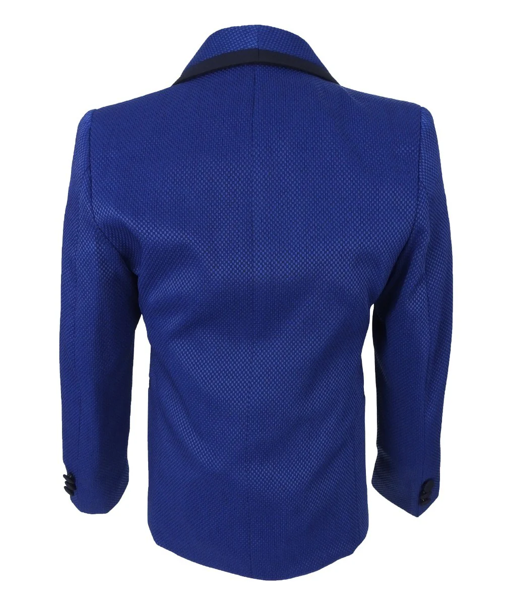 Boys Piping Birdseye Suit - BENIGNO - Blue - Navy Blue - Image 3