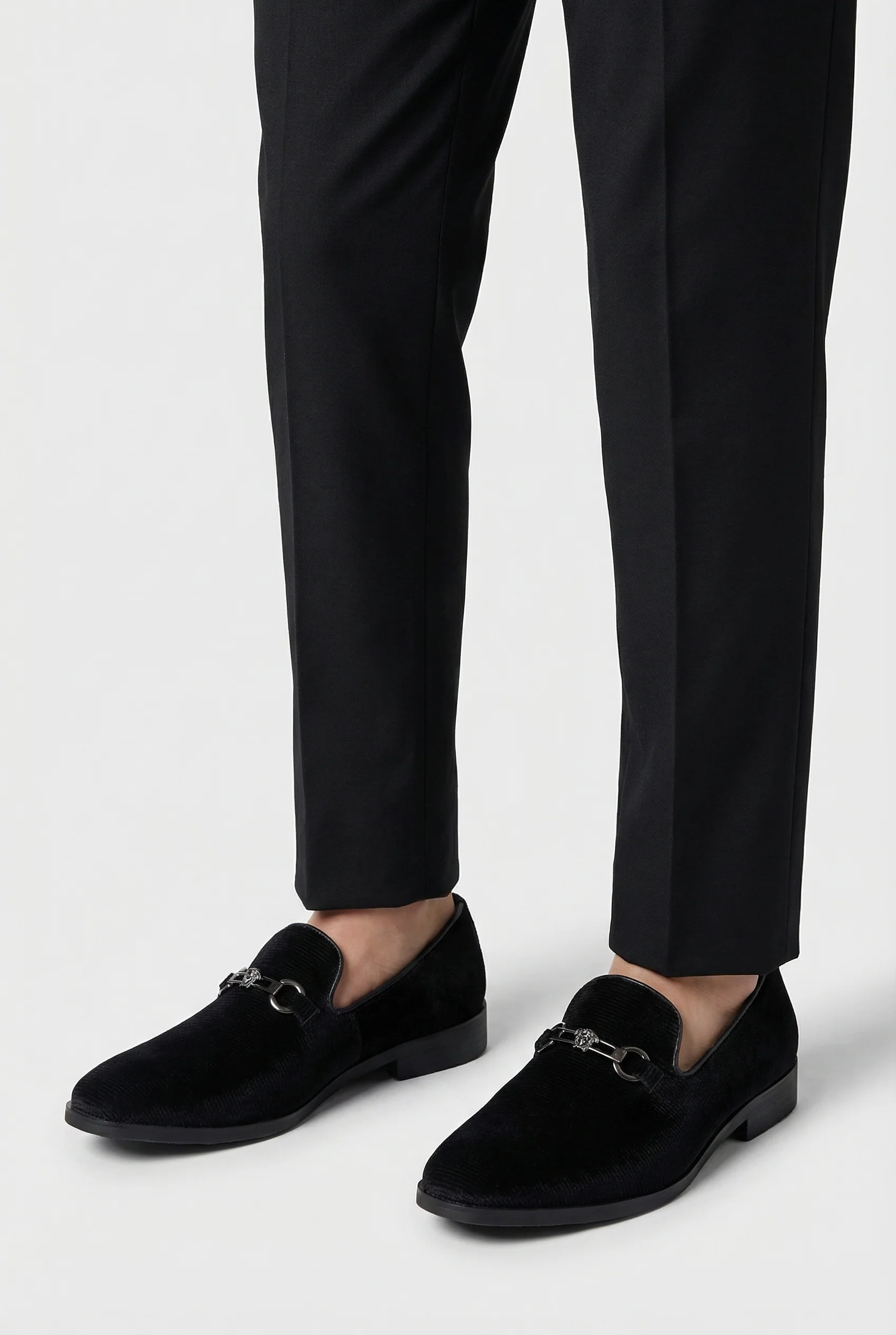 Boys Ribbed Velvet Loafer Shoes with Horsebit Detail - Davis Black - Image 5