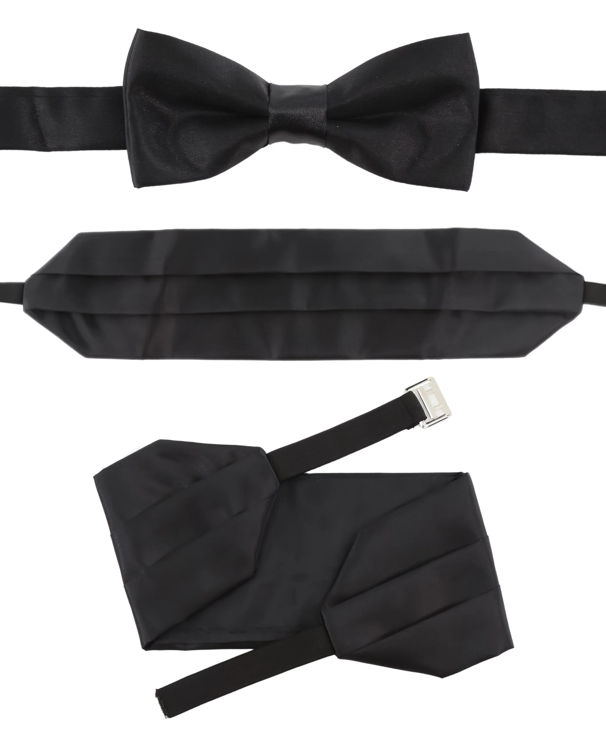 Boys Satin Cummerbund & Bow Tie set - Black - Image 3