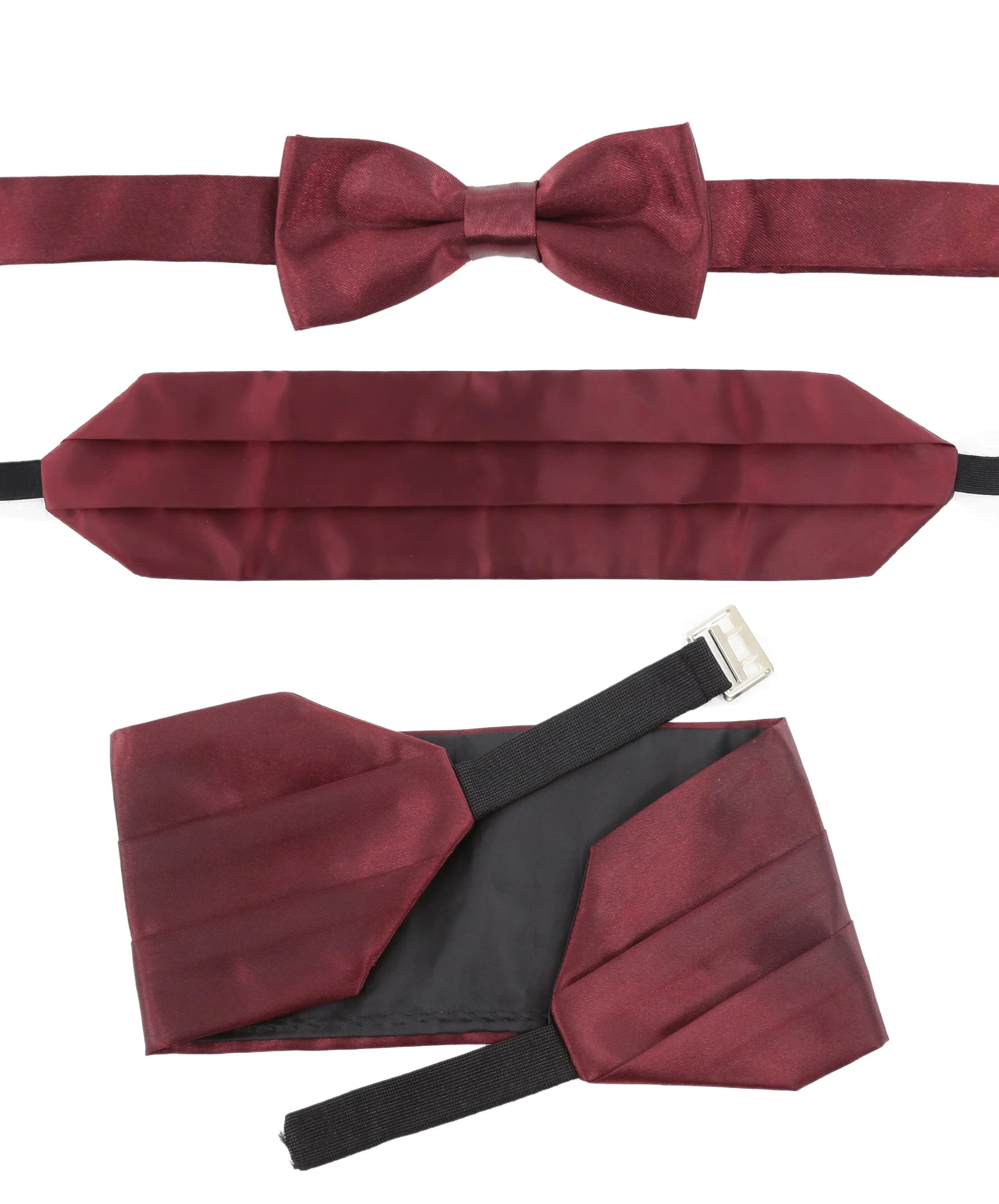 Boys Satin Cummerbund & Bow Tie set - Burgundy - Image 3