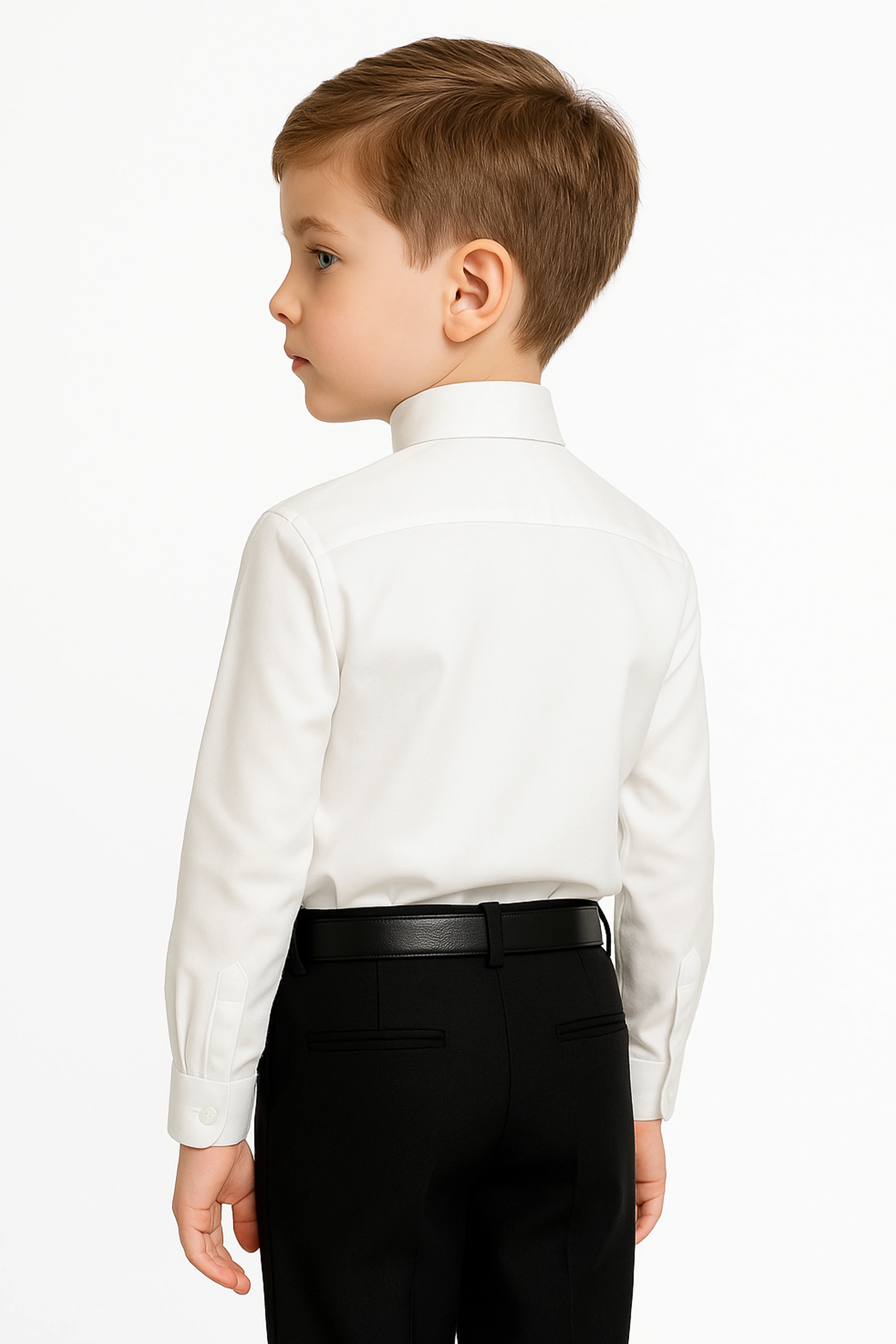 Boys Pleated Wing Collar Tuxedo Shirt - Ivory - Image 2