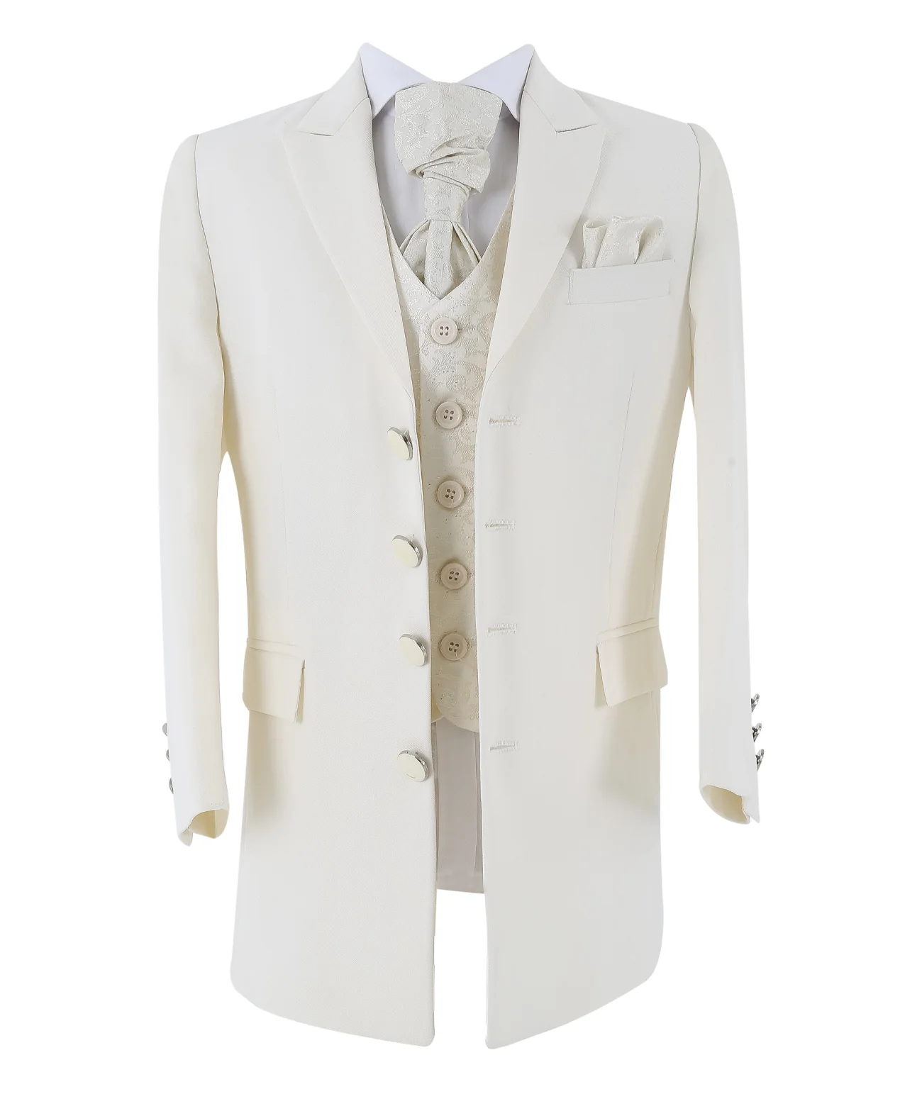 Boys Complete Tail Morning Suit - Cream - Ivory - Image 3