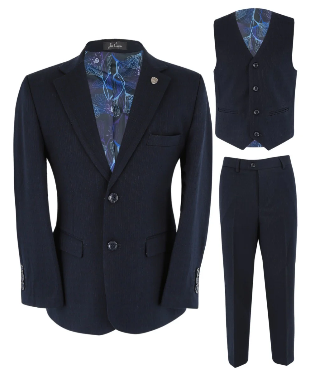 Boys Tailored Fit Navy Husky Suit Set - IAN - Navy Blue - Image 10