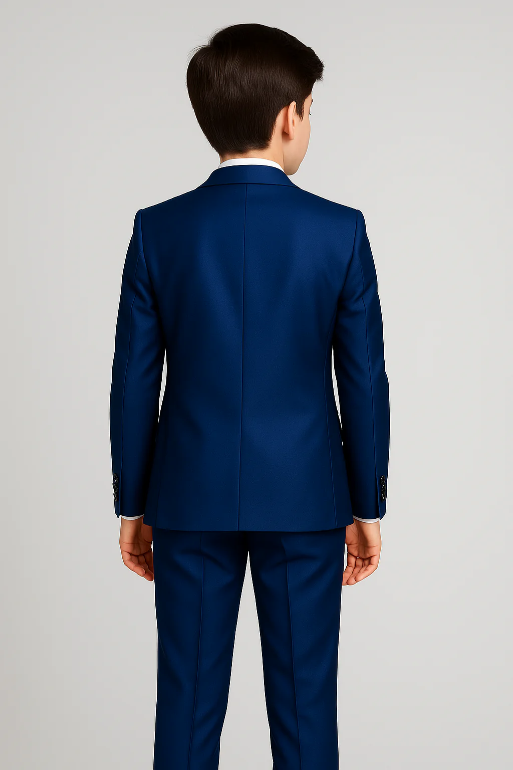 Boys Tailored Fit Sheen Effect Blue Suit - KINGSLEY - Royal Blue - Image 2