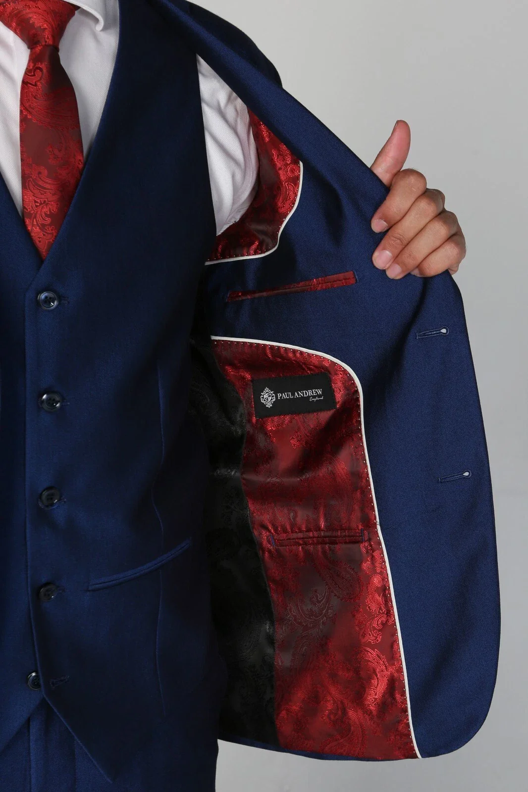 Boys Tailored Fit Sheen Effect Blue Suit - KINGSLEY - Royal Blue - Image 4