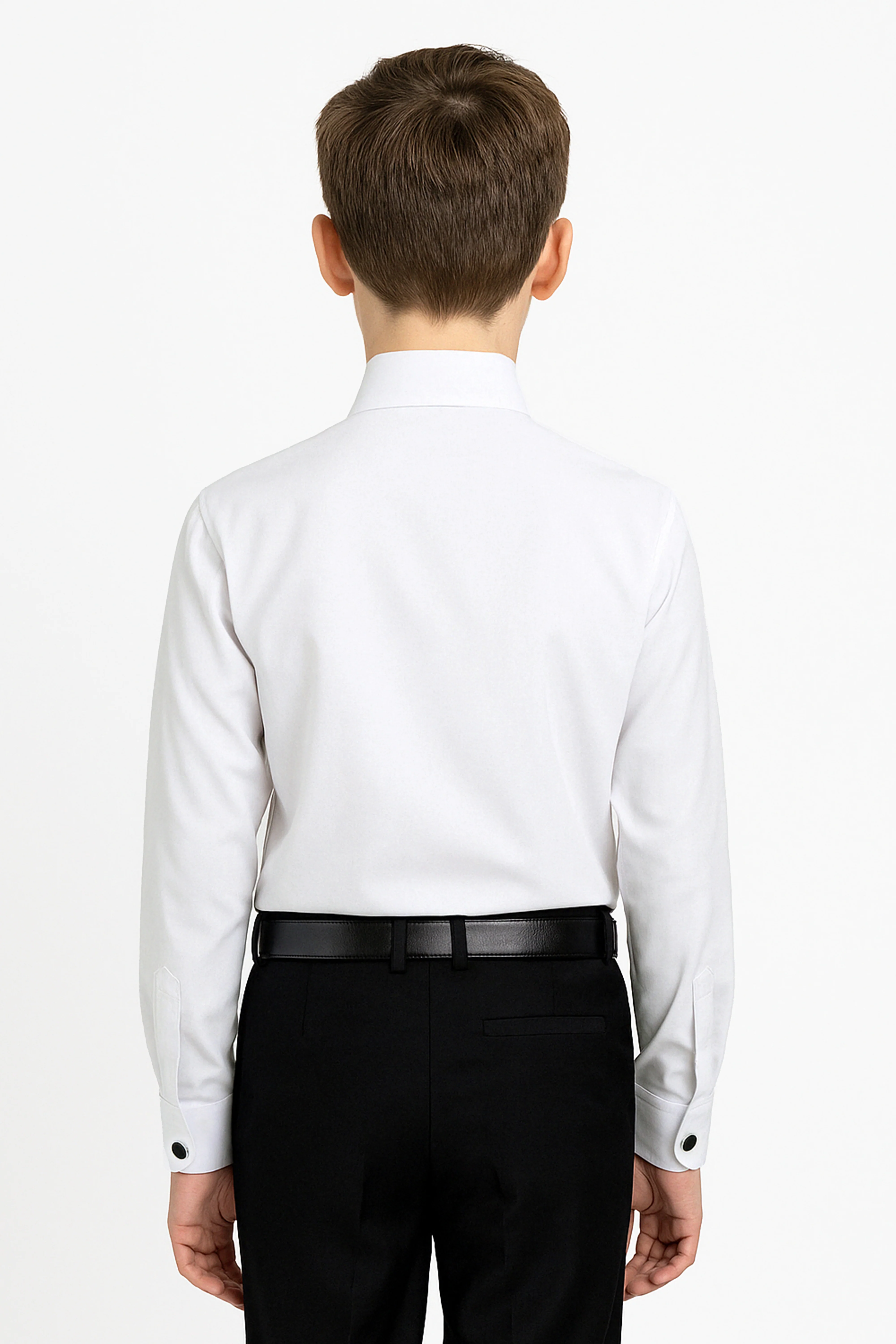 Boys Wing Collar Tuxedo Cufflink White Shirt - White - Image 2