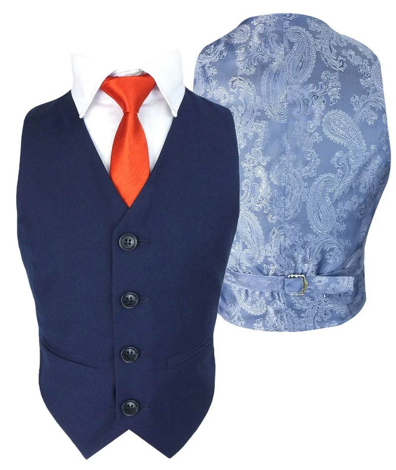 Boys Slim Fit Formal Blue Suit - Blue - Image 5