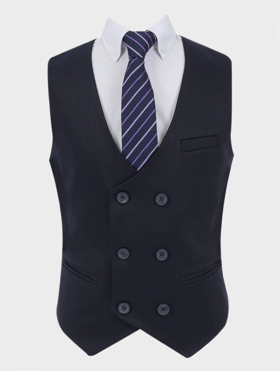 Boys Slim Fit Formal Suit - Navy Blue - Image 7
