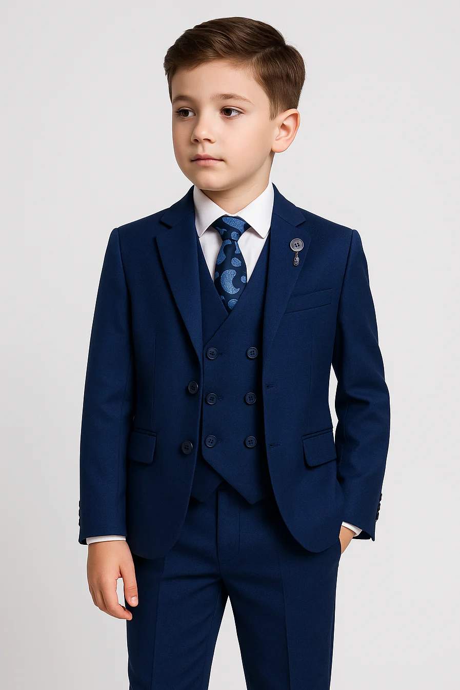 Boys Slim Fit Formal Suit - Royal Blue