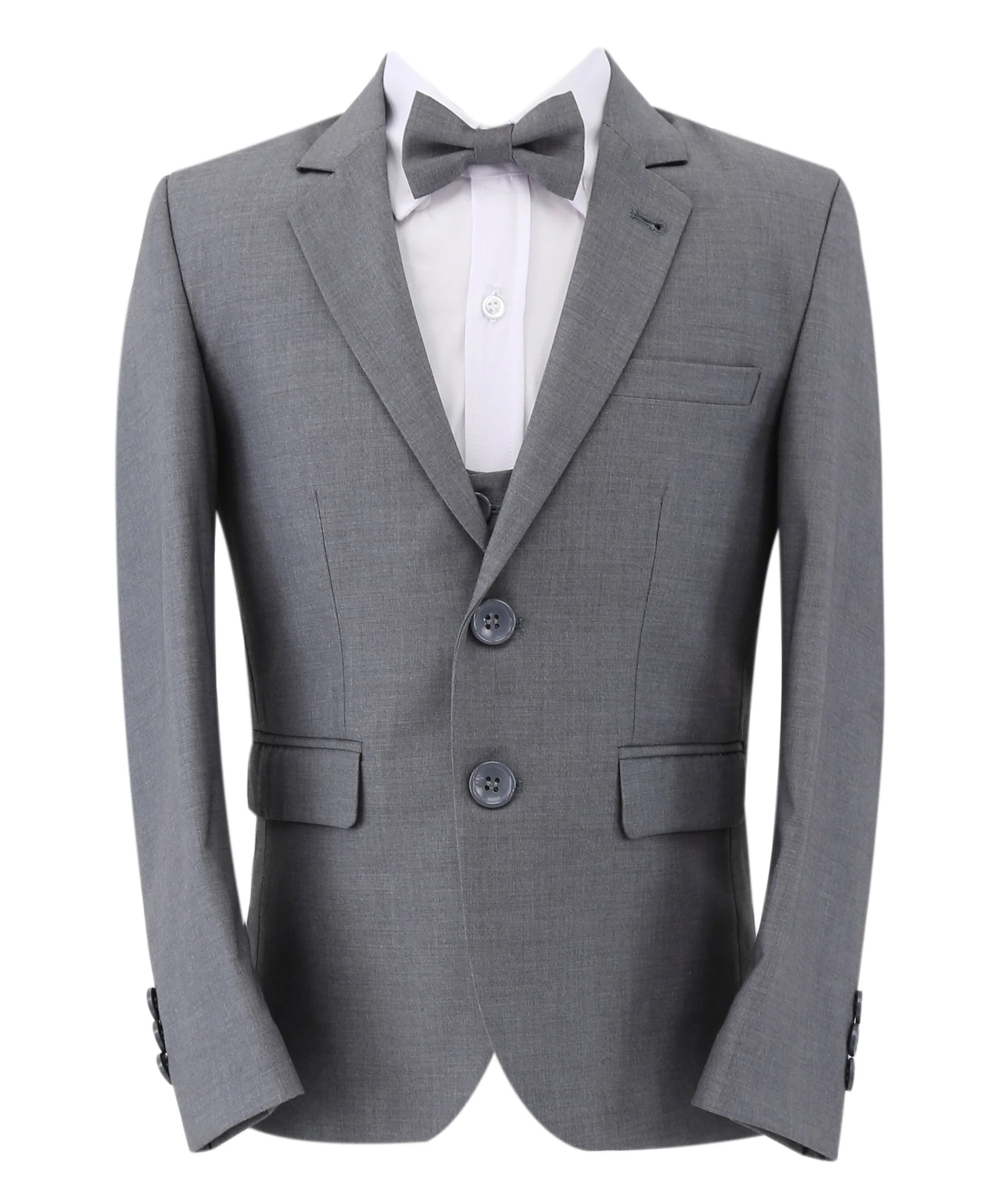 Boys Slim Fit 7 Piece Full Suit Set - Kenny - Grey - Image 3