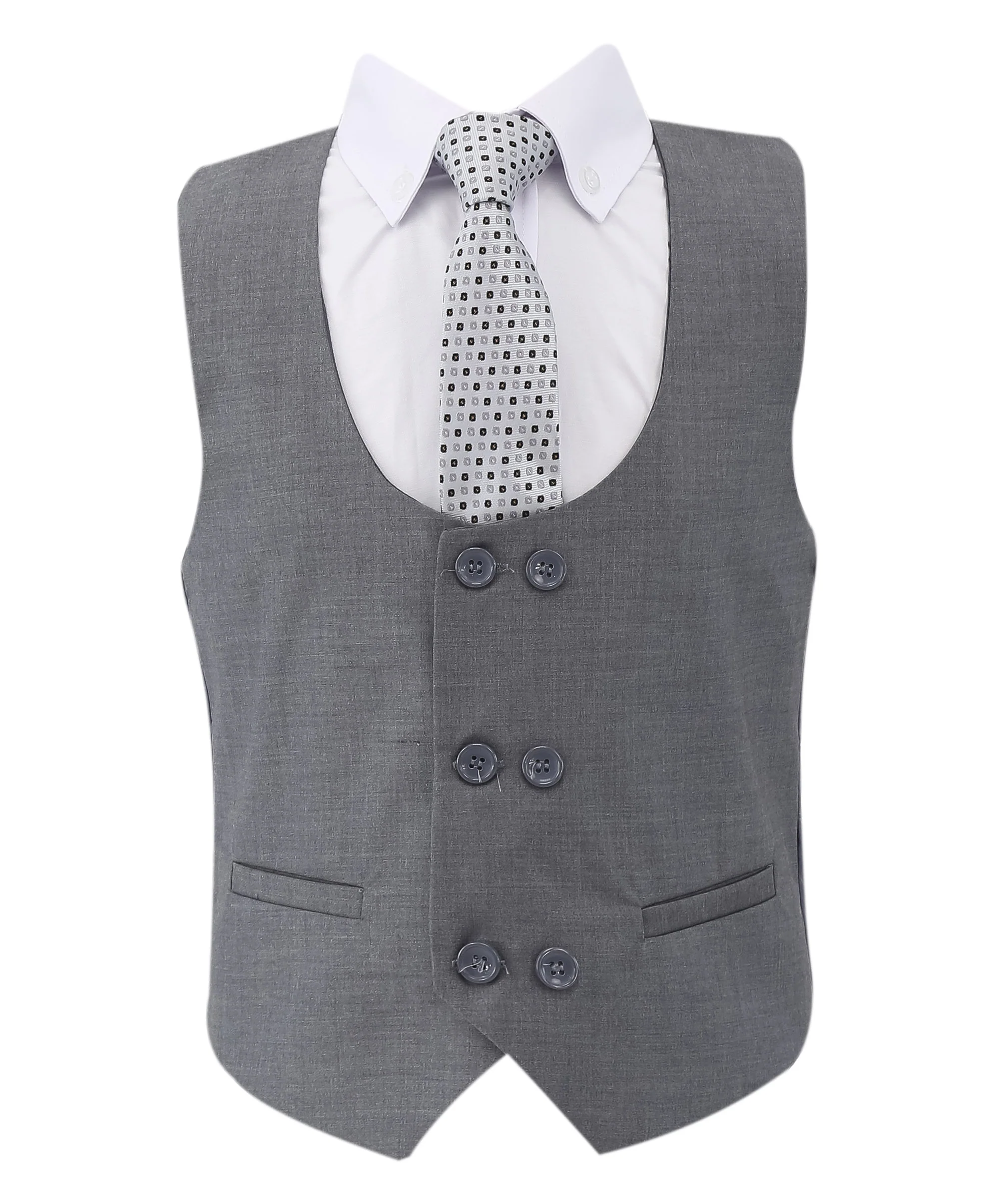 Boys Slim Fit 7 Piece Full Suit Set - Kenny - Grey - Image 9