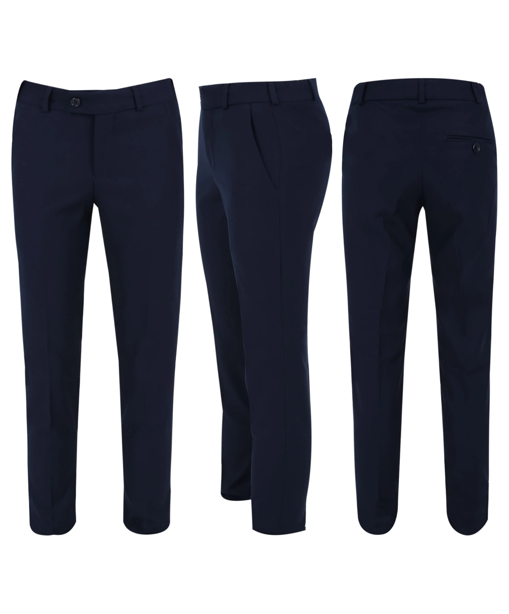 Boys Slim Fit 7 Piece Full Suit Set - Kenny - Navy Blue - Image 13