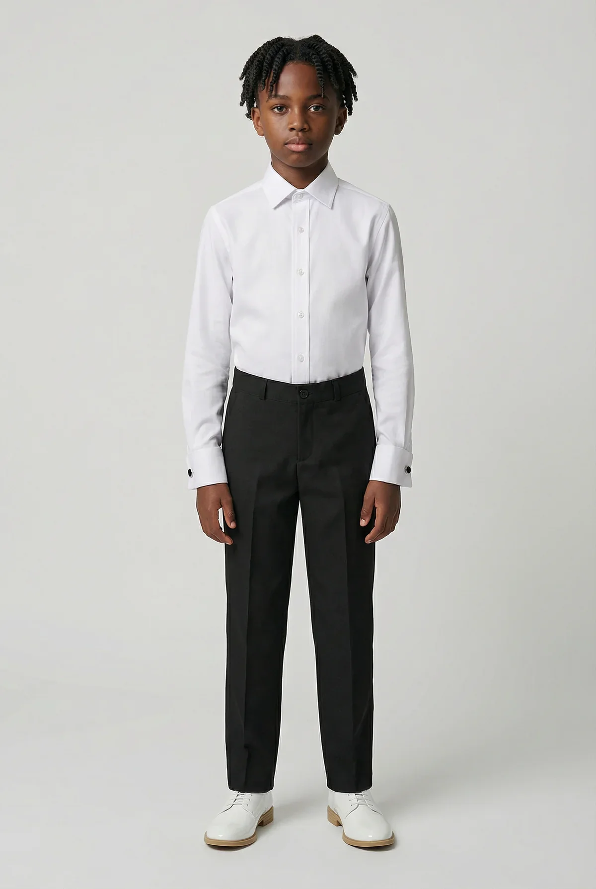 Boys Slim Fit Formal Trousers with Adjustable Waist - Black - Image 4