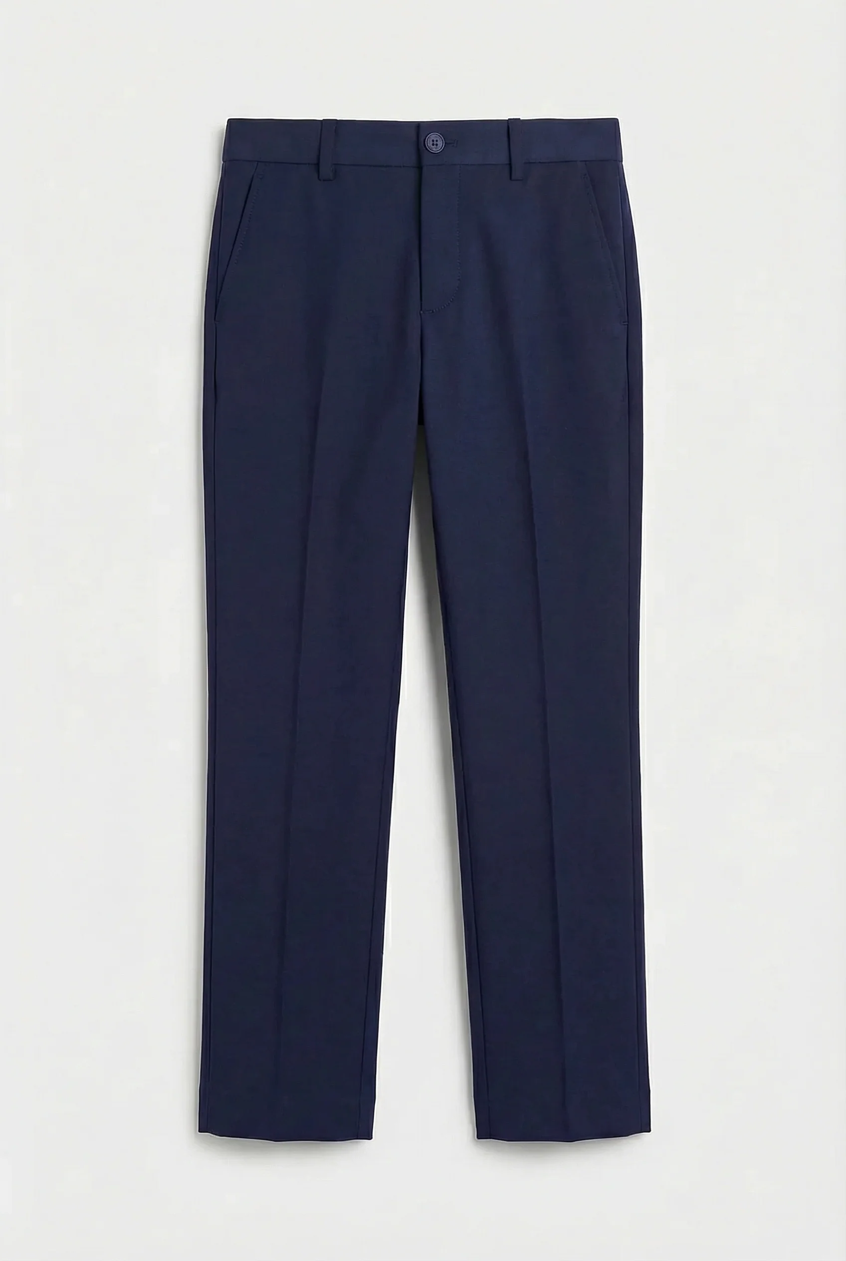 Boys Slim Fit Formal Trousers with Adjustable Waist - Navy - Image 6
