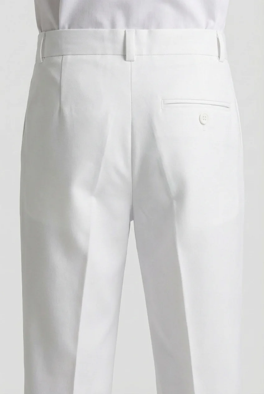 Boys Slim Fit Formal Trousers with Adjustable Waist - White - Image 7