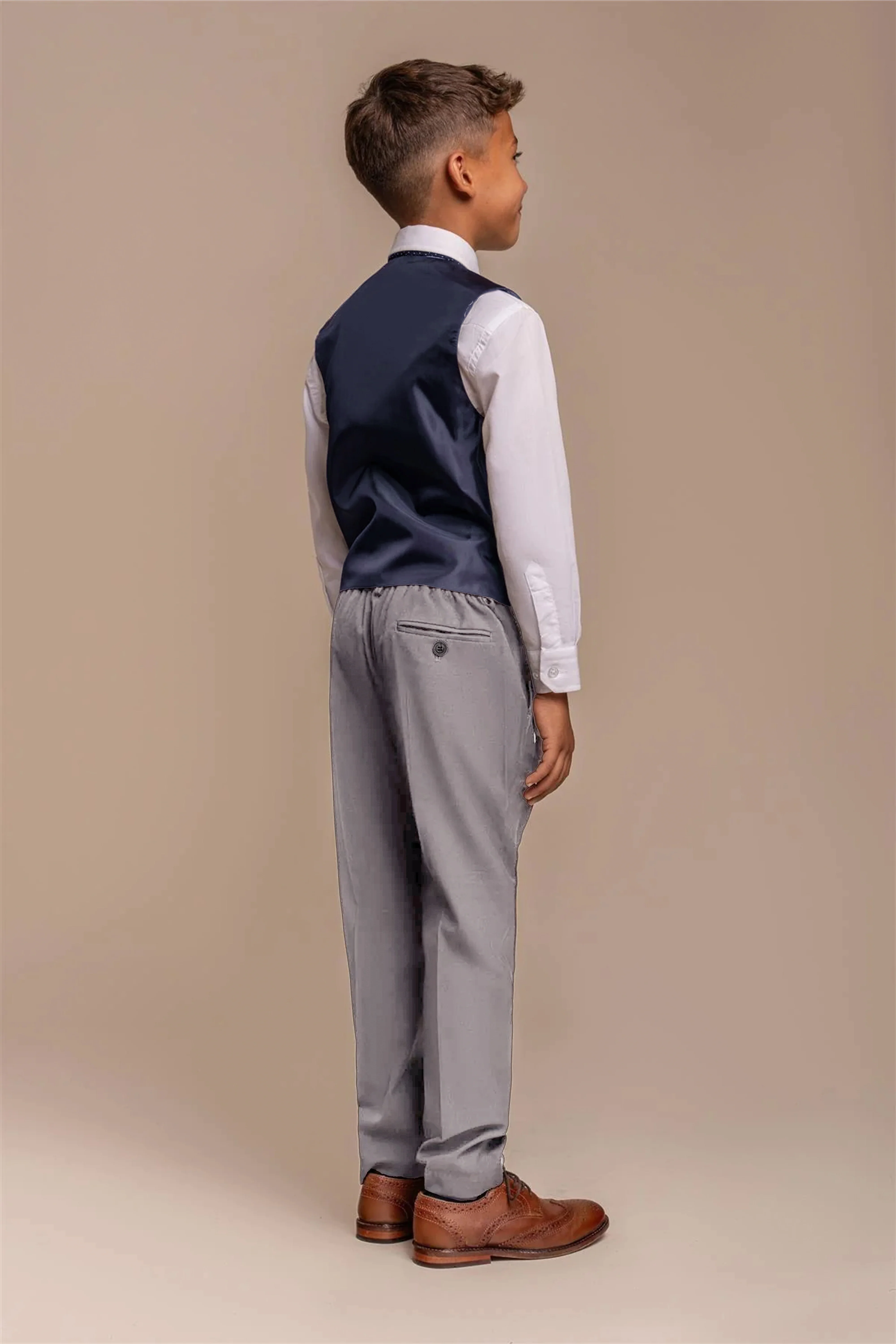 Boys Slim Fit Formal Suit - REEGAN - Light Grey - Image 6