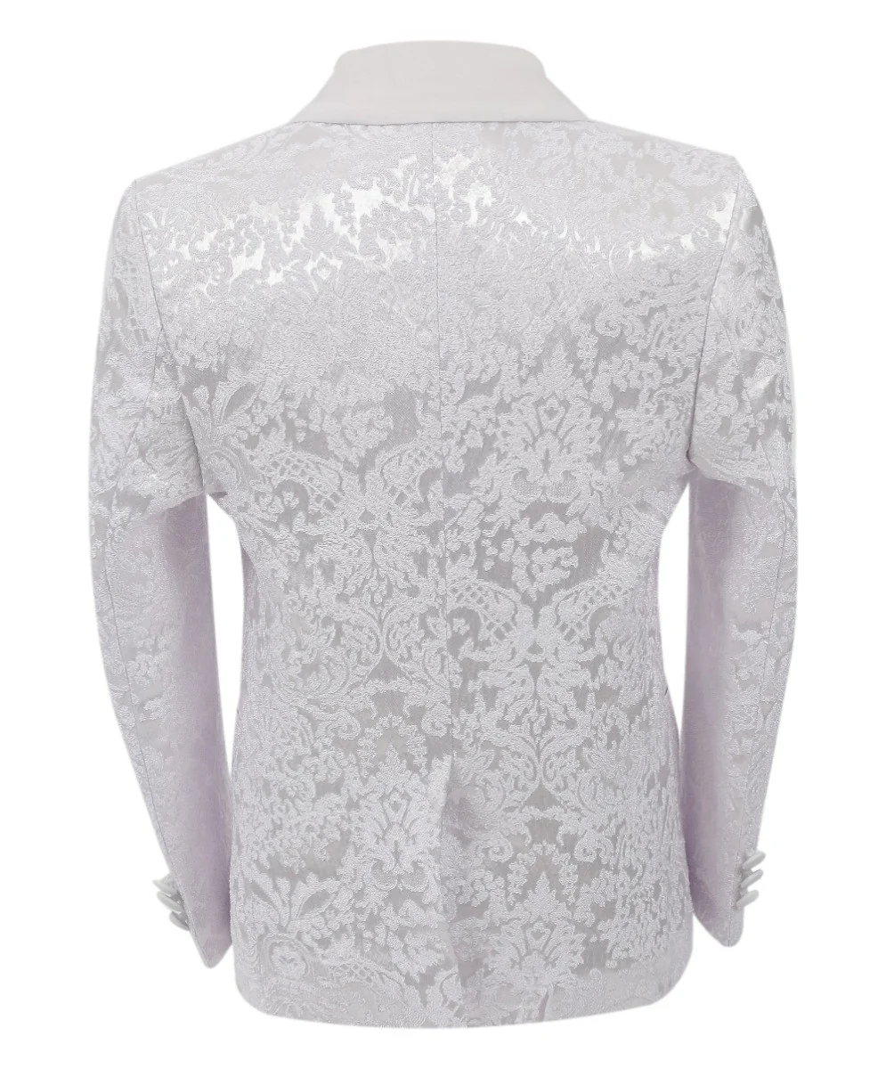 Boys Floral Patterned White Tuxedo Suit Set - RICHARD - White - Image 4