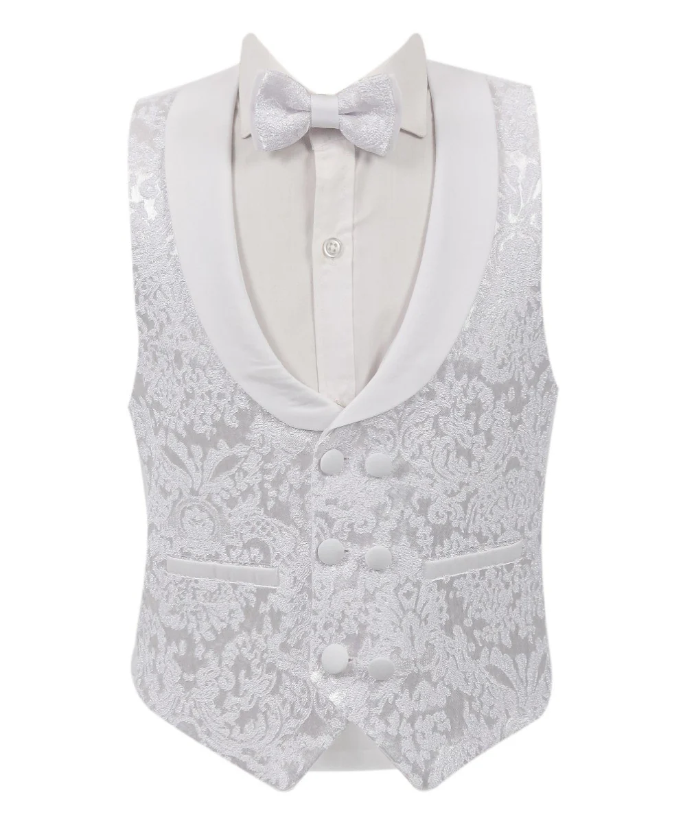 Boys Floral Patterned White Tuxedo Suit Set - RICHARD - White - Image 6
