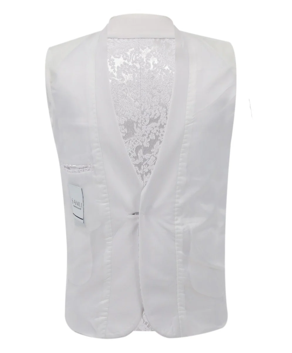 Boys Floral Patterned White Tuxedo Suit Set - RICHARD - White - Image 9
