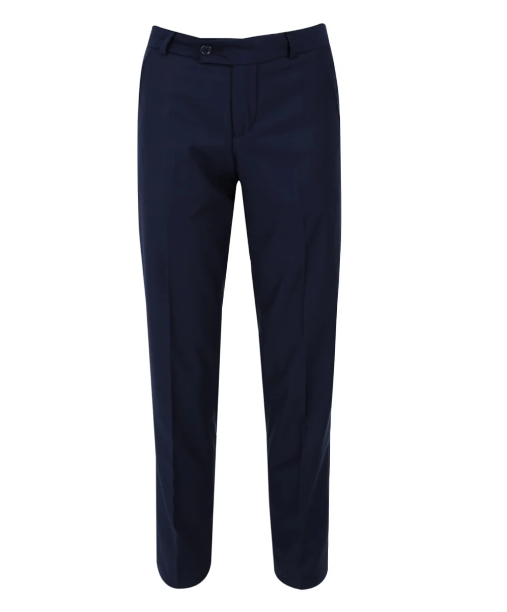 Boys Slim Fit Navy Formal Trousers - Navy Blue - Image 3