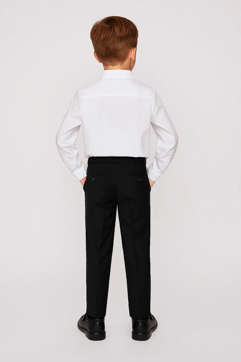 Boys Slim Fit Black Formal Trousers - Black - Image 2