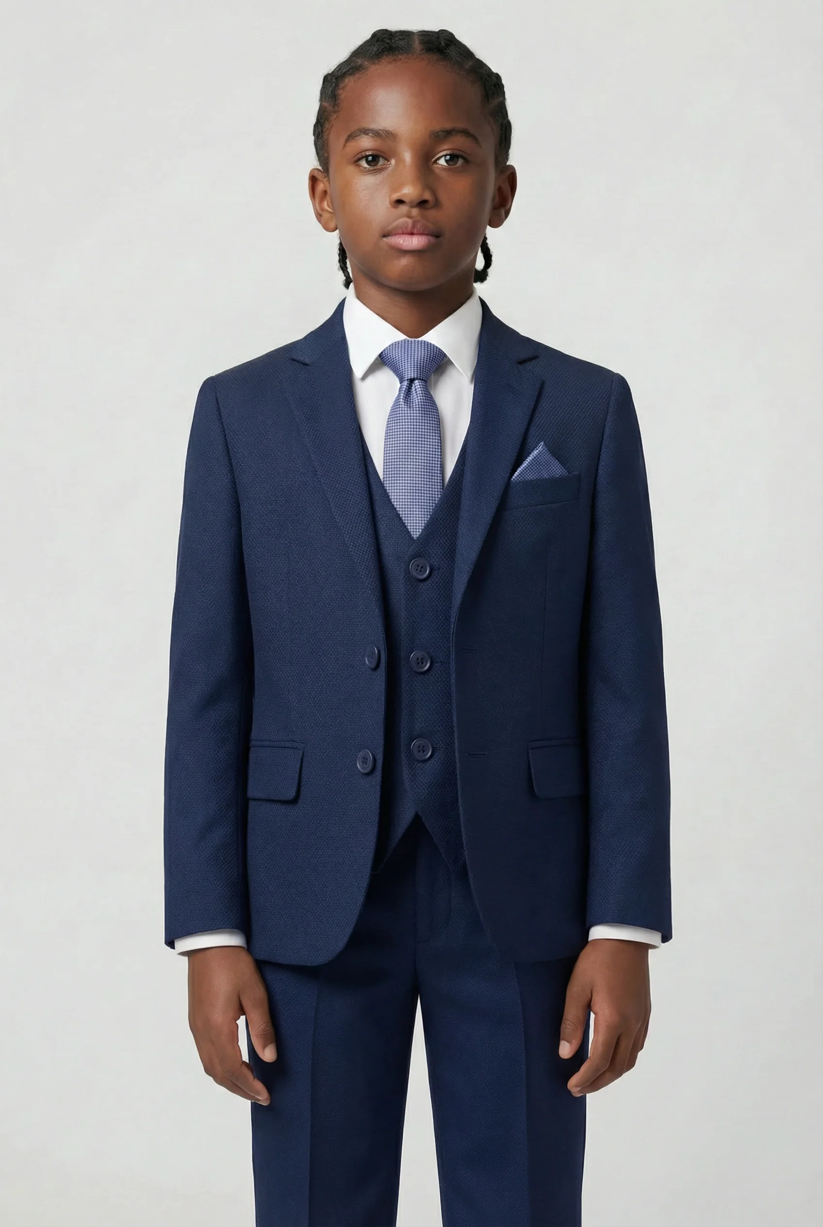 Boys’ 7-Piece Self-Patterned Formal Suit Set - Planet - Navy