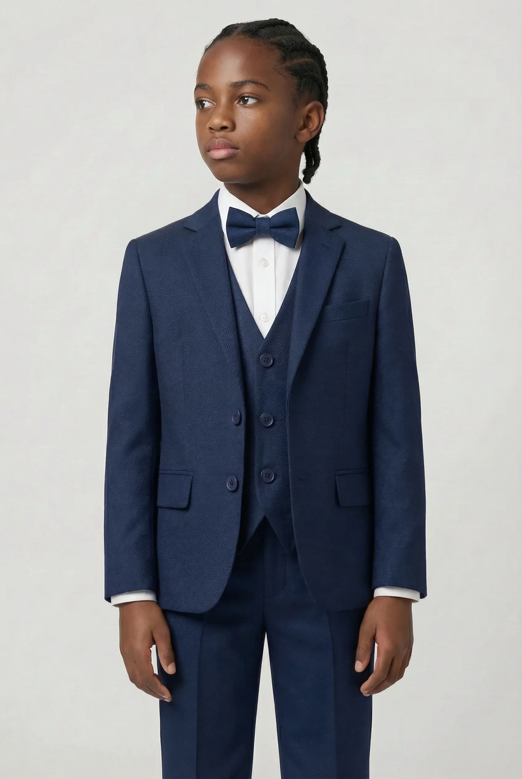 Boys’ 7-Piece Self-Patterned Formal Suit Set - Planet - Navy - Image 2