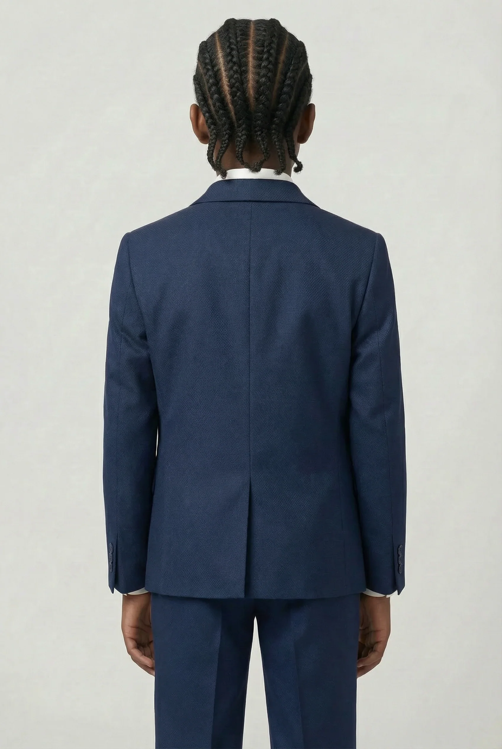 Boys’ 7-Piece Self-Patterned Formal Suit Set - Planet - Navy - Image 3