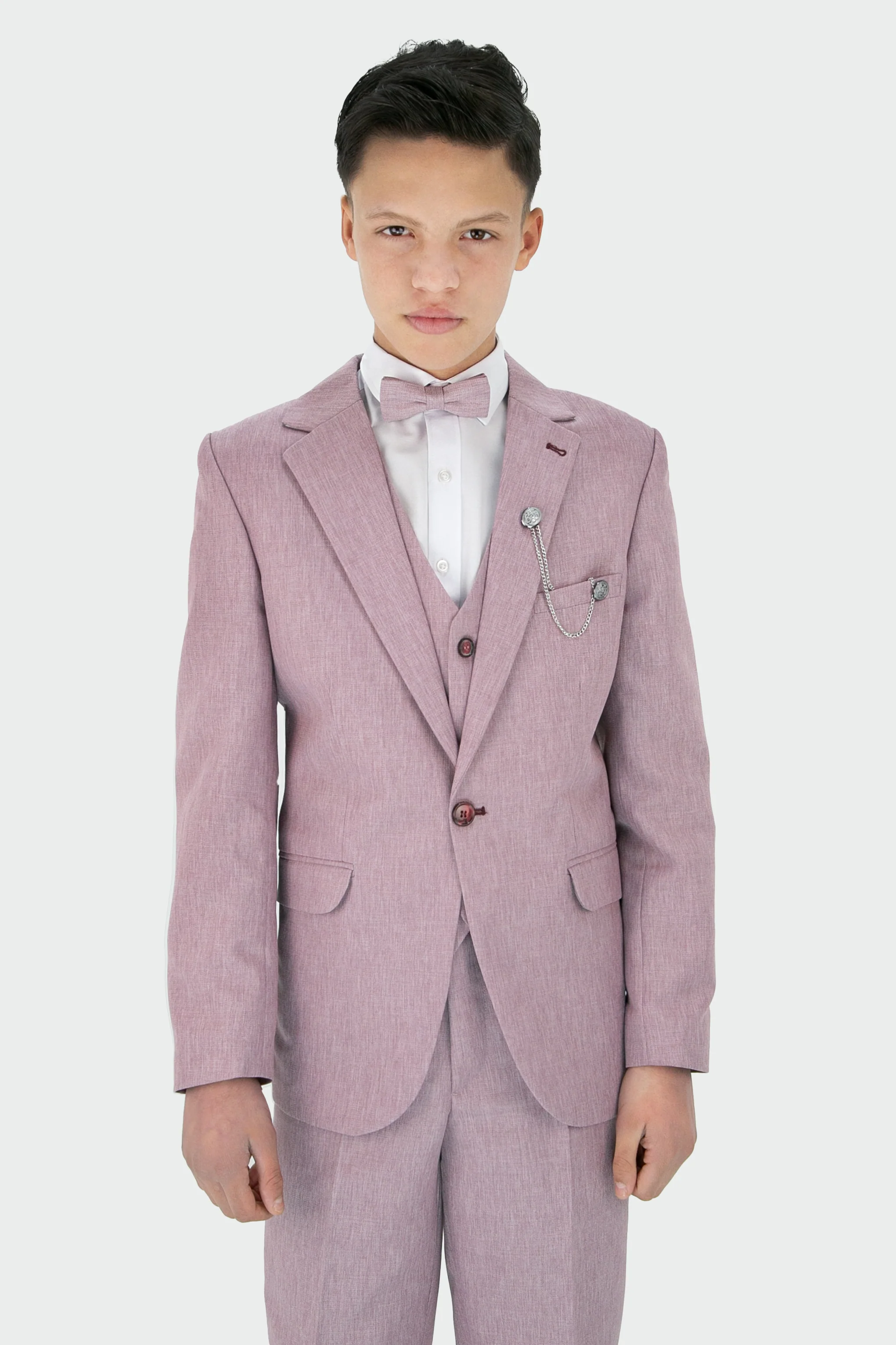 Boys Slim Fit Textured 8-Piece Formal Suit Set - Lilac - Image 4